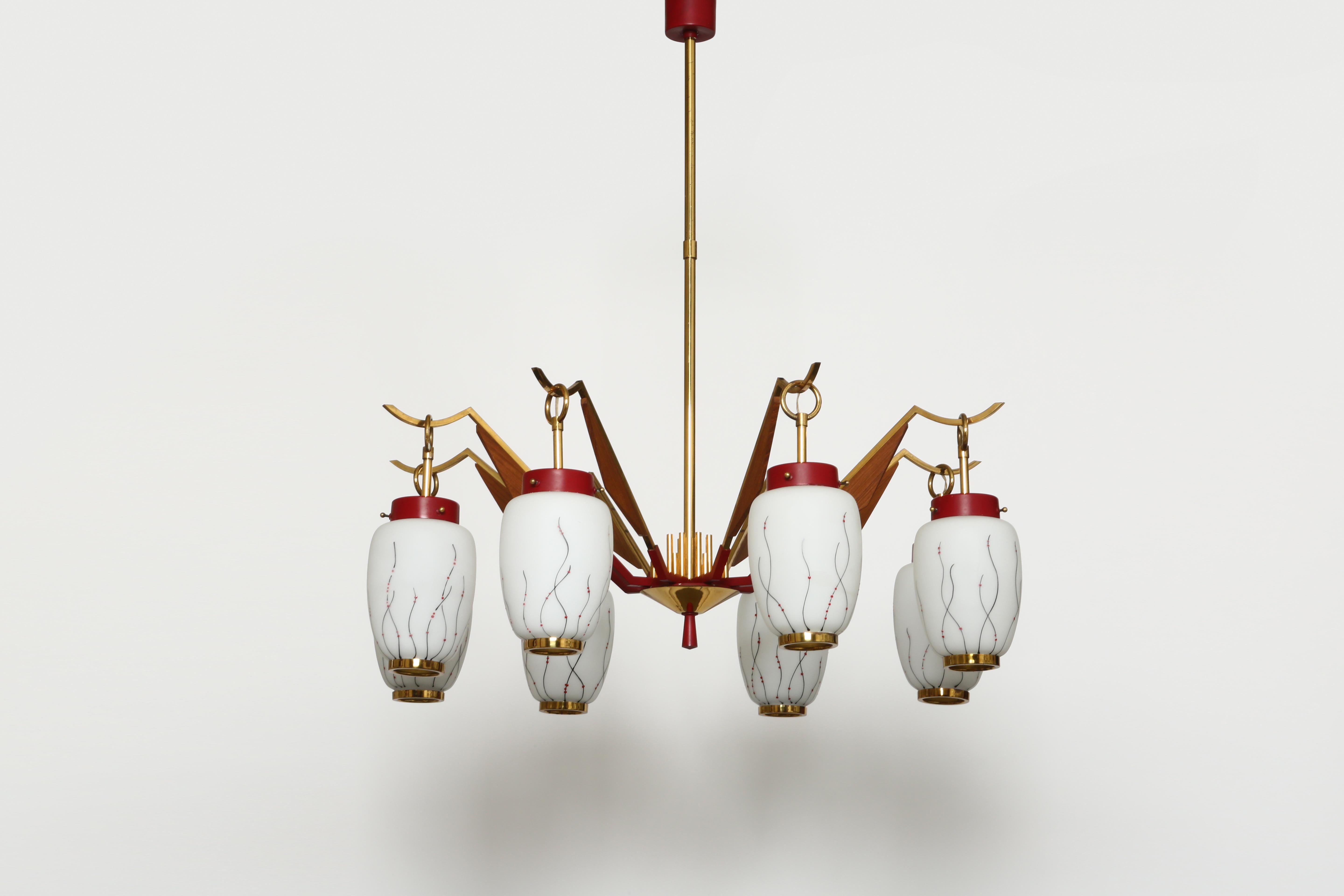 Mid-Century Modern Stilnovo Style Chandelier For Sale