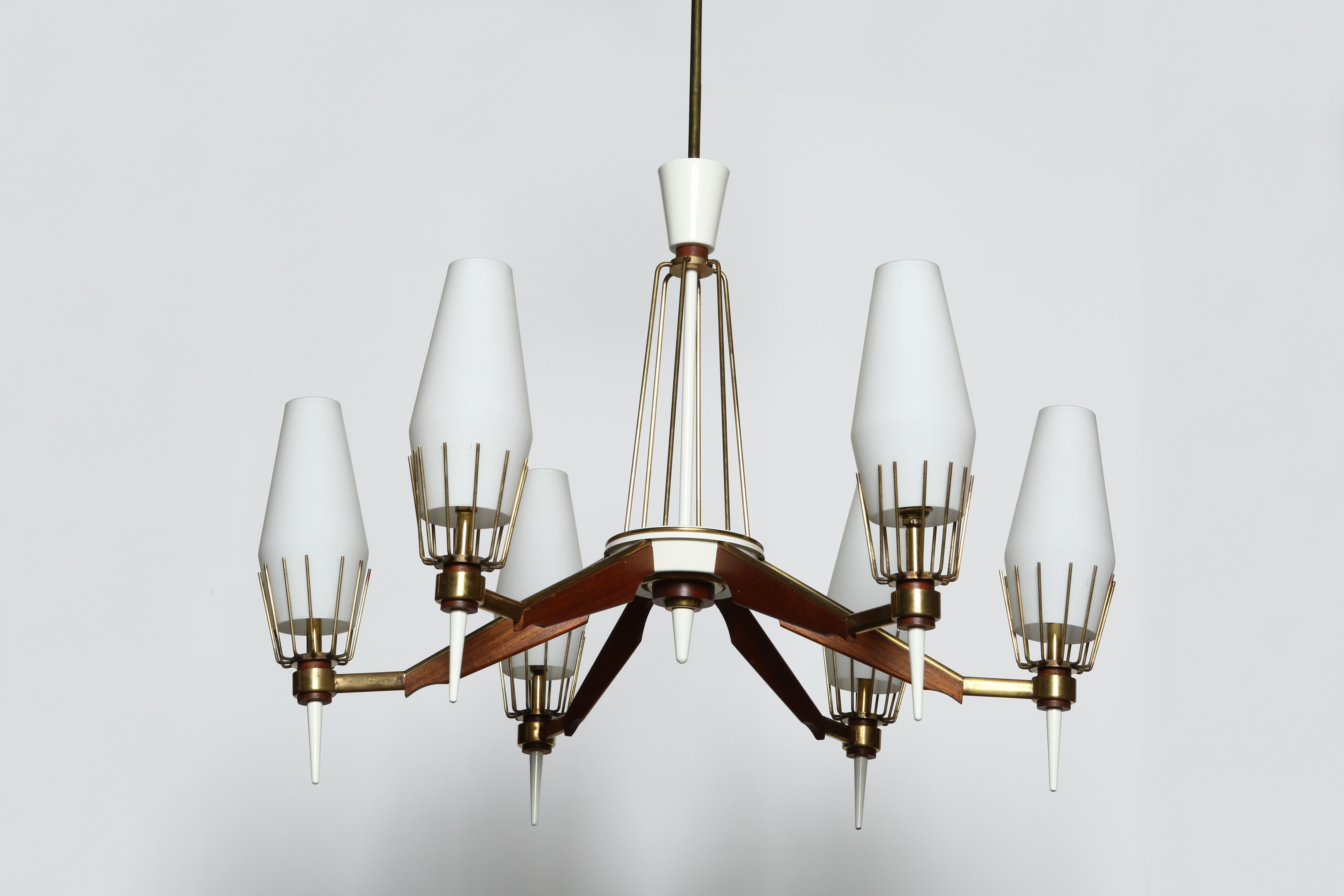 Italian Stilnovo Style Chandelier For Sale