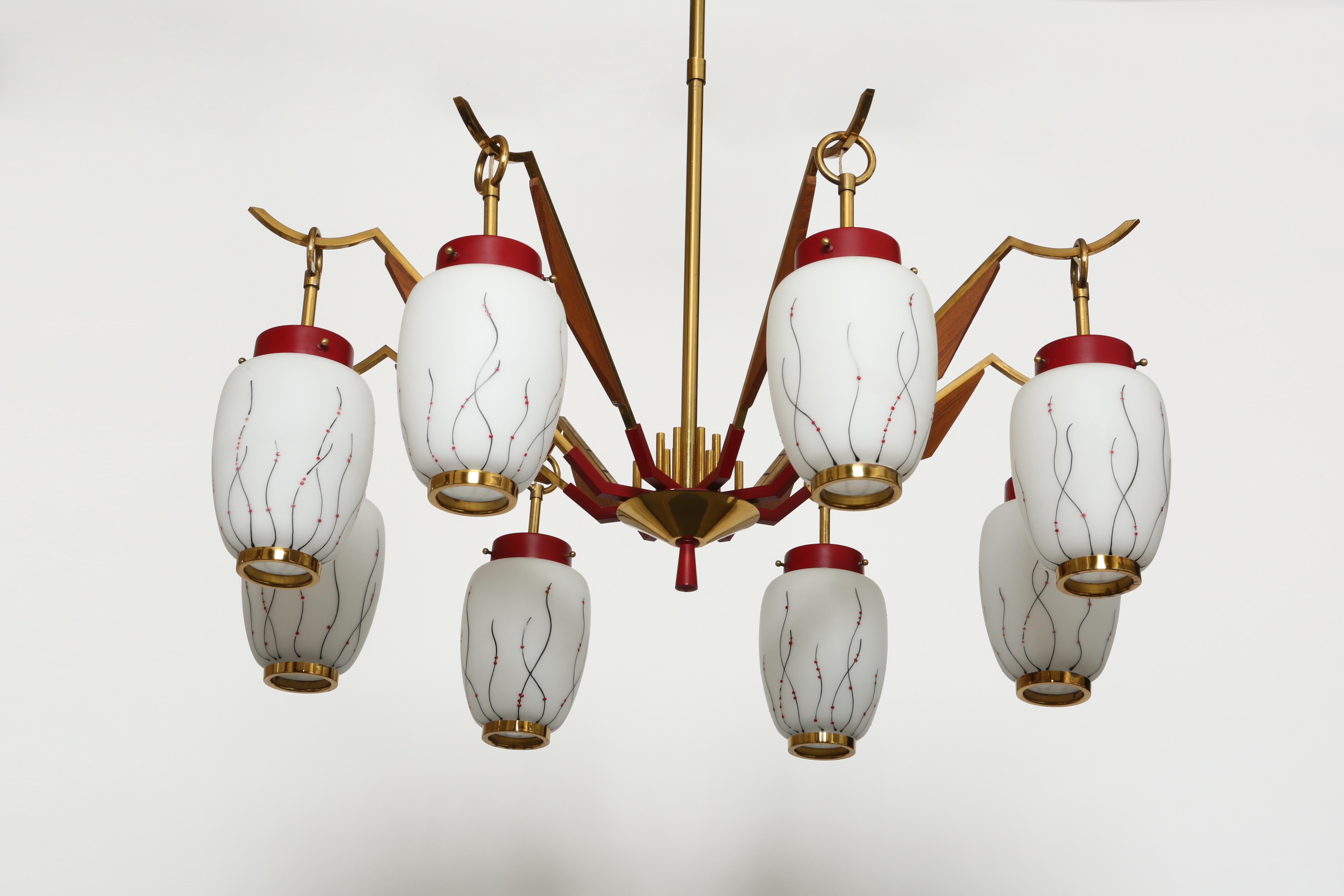 Stilnovo Style Chandelier In Good Condition For Sale In Brooklyn, NY