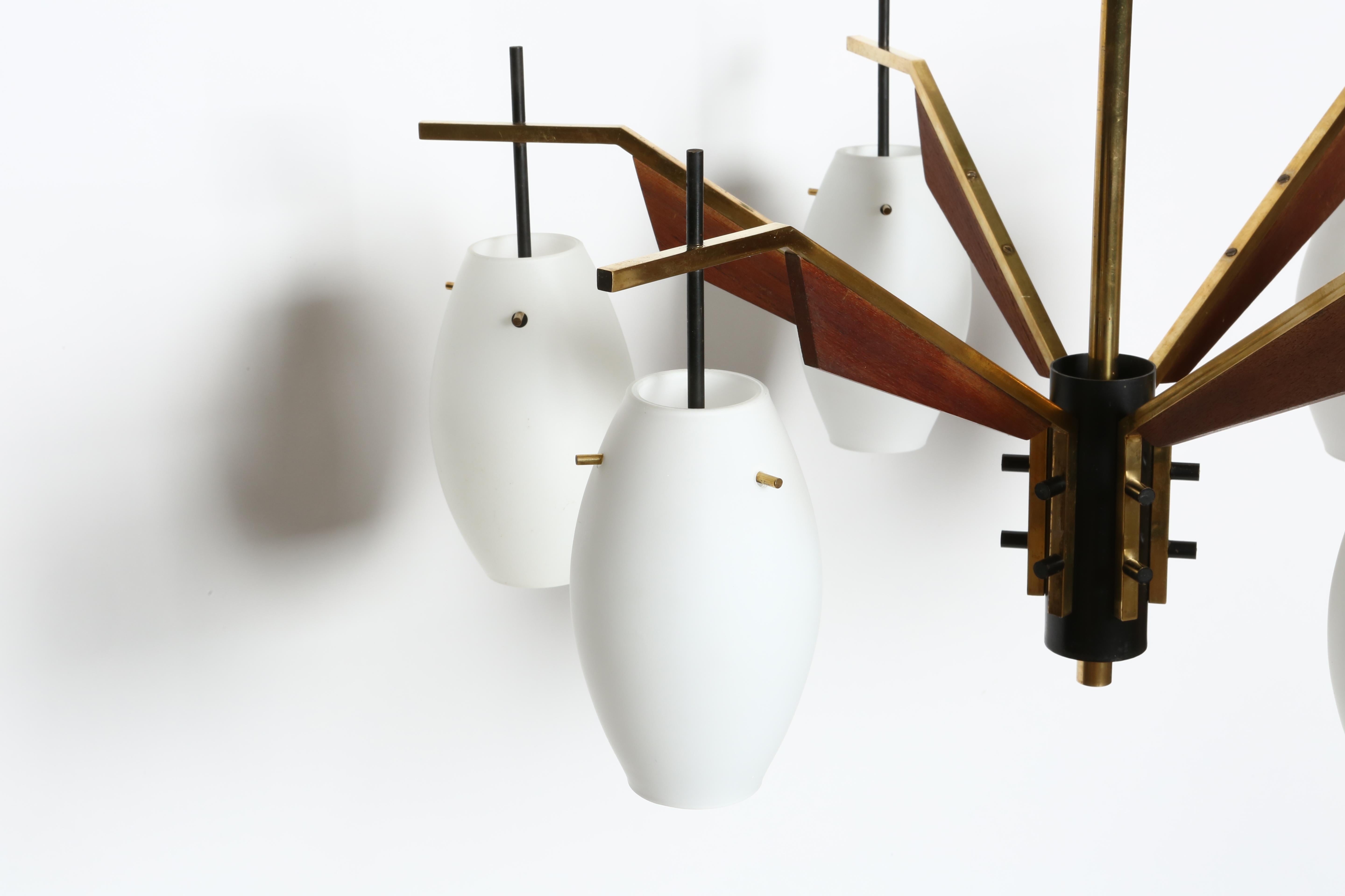 Metal Stilnovo Style Chandelier, Italy 1960s For Sale
