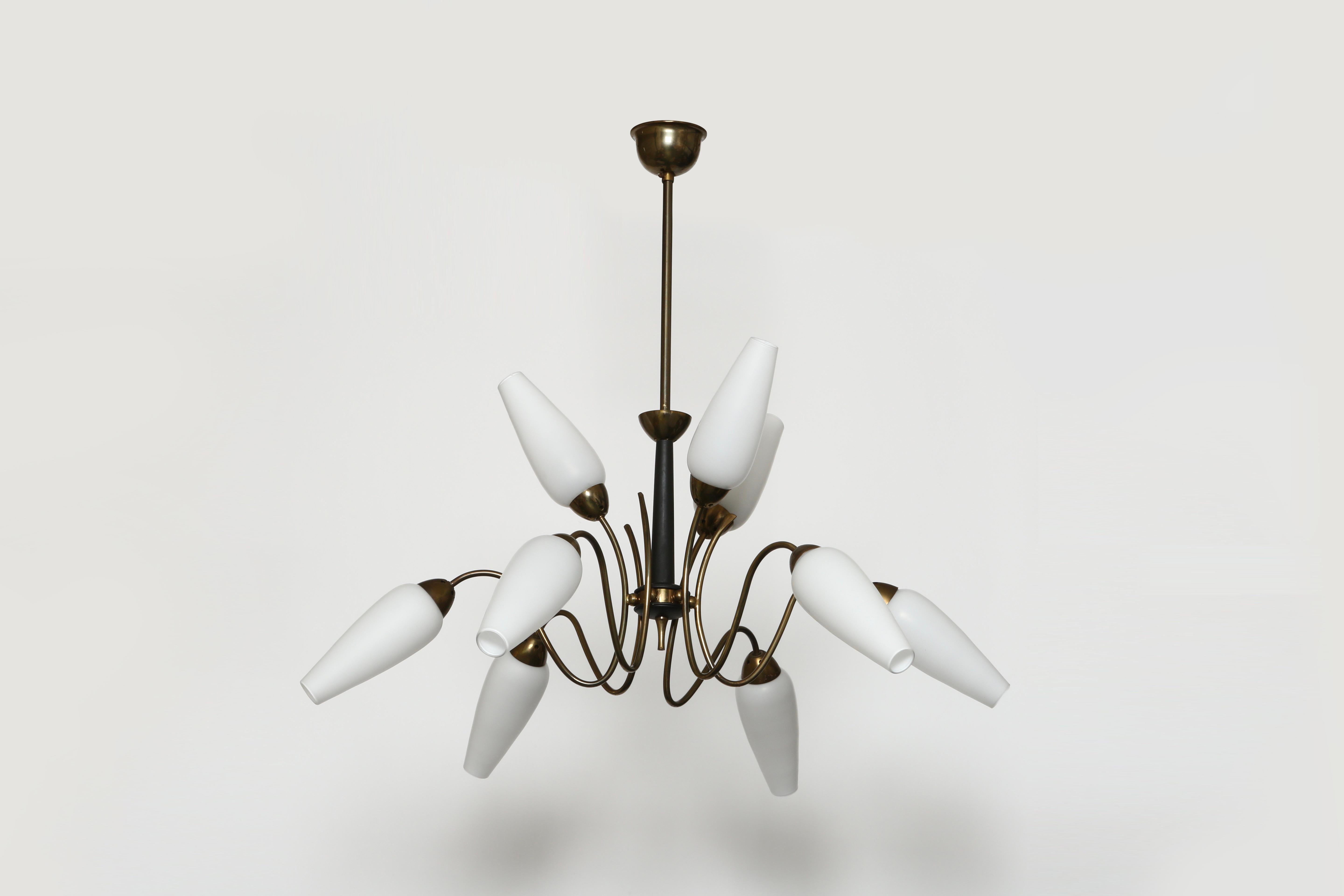 Mid-20th Century Stilnovo Style Chandeliers, a Pair For Sale