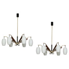 Stilnovo Style Chandeliers, a Pair