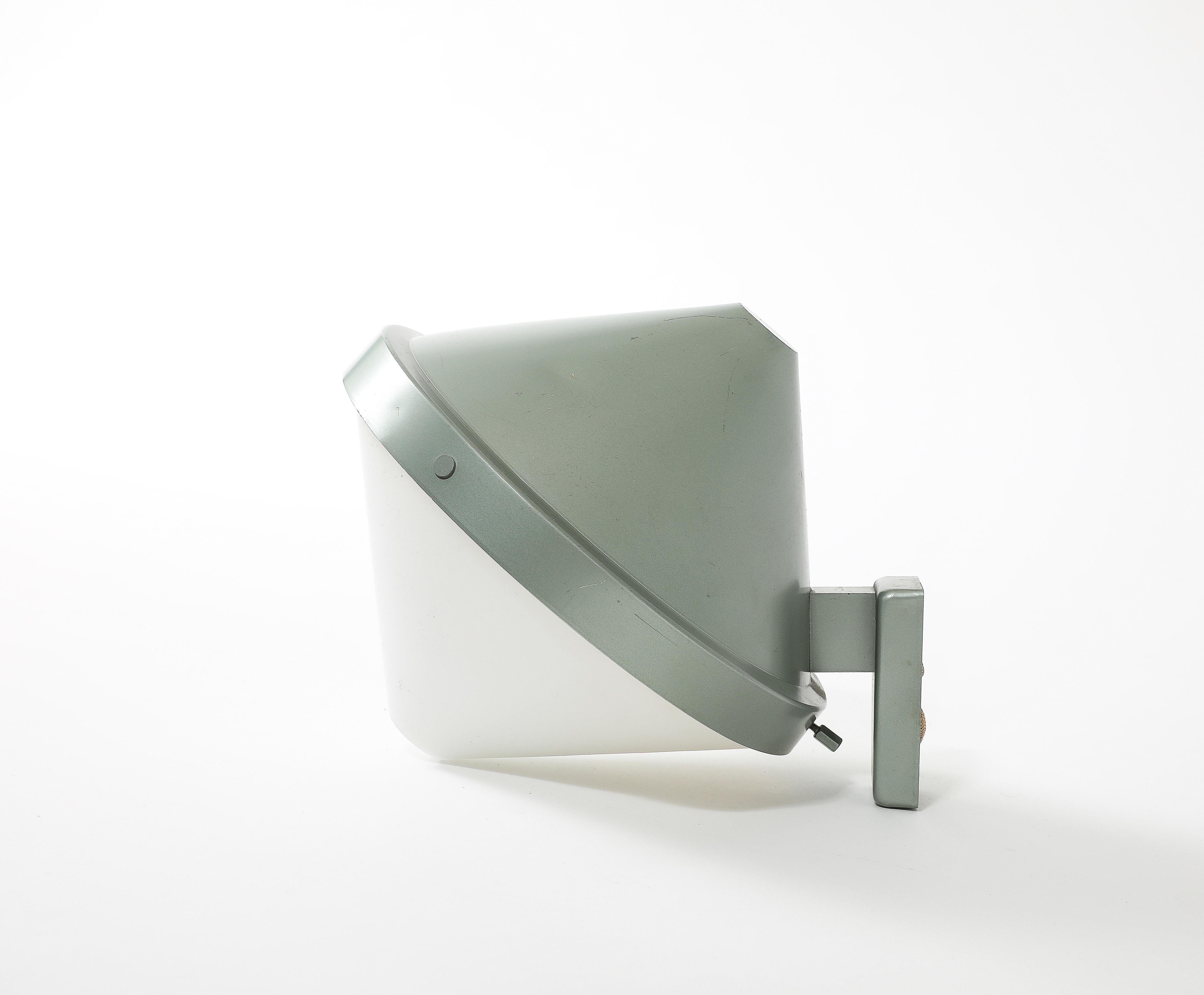 Mid-Century Modern Stilnovo Style Cone-shaped Industrial Sconce in Sea Foam Enamel, Italy, 1960’s For Sale