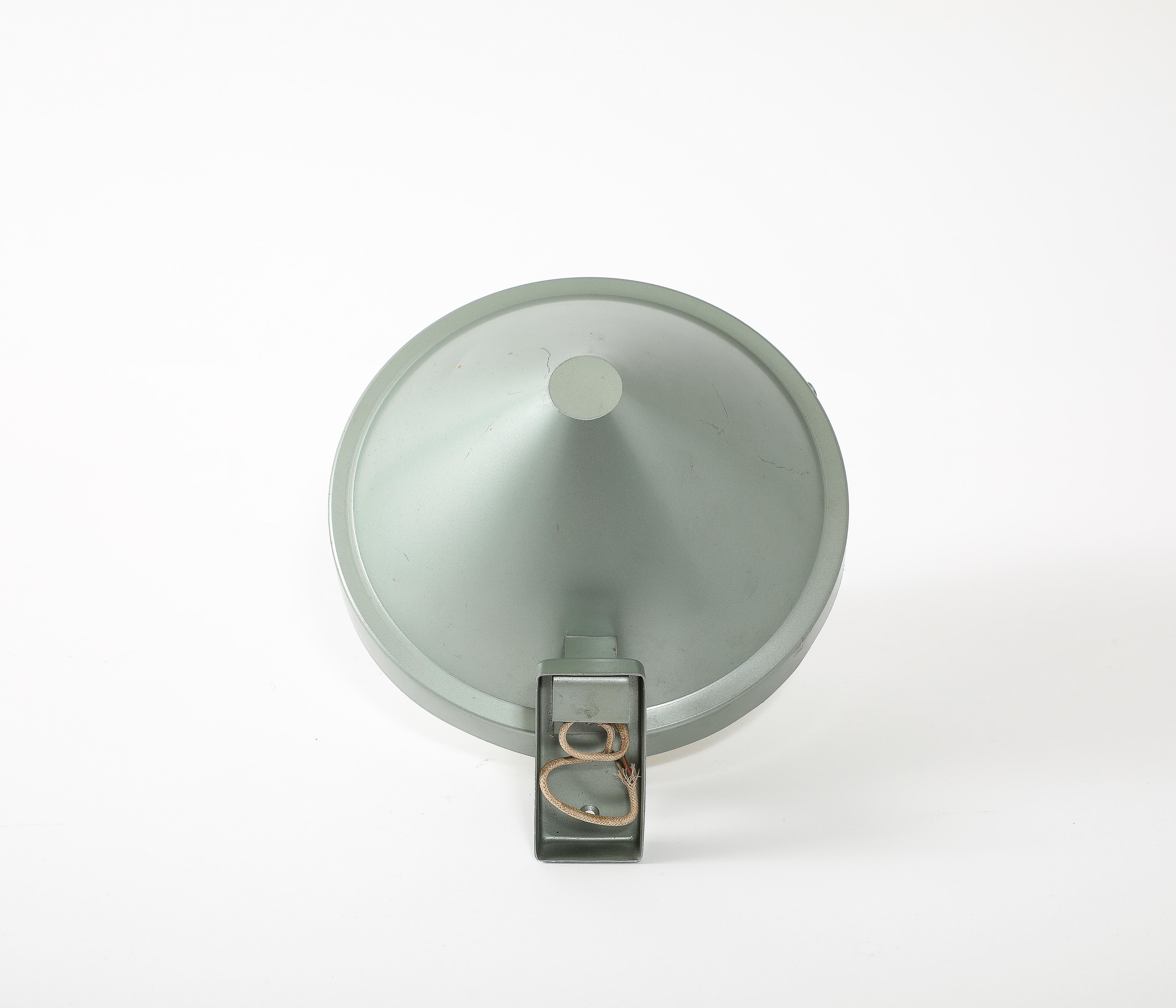Enameled Stilnovo Style Cone-shaped Industrial Sconce in Sea Foam Enamel, Italy, 1960’s For Sale
