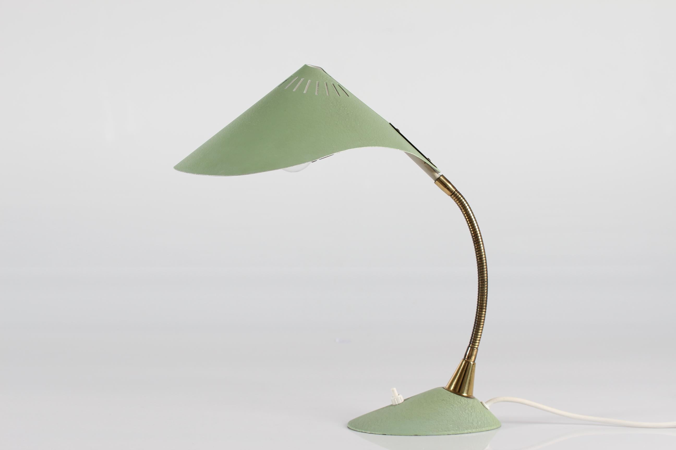 Stilnovo Style Cosack Leuchten Cobra Desk Lamp with Green Lacquer, Germany 1950s 3