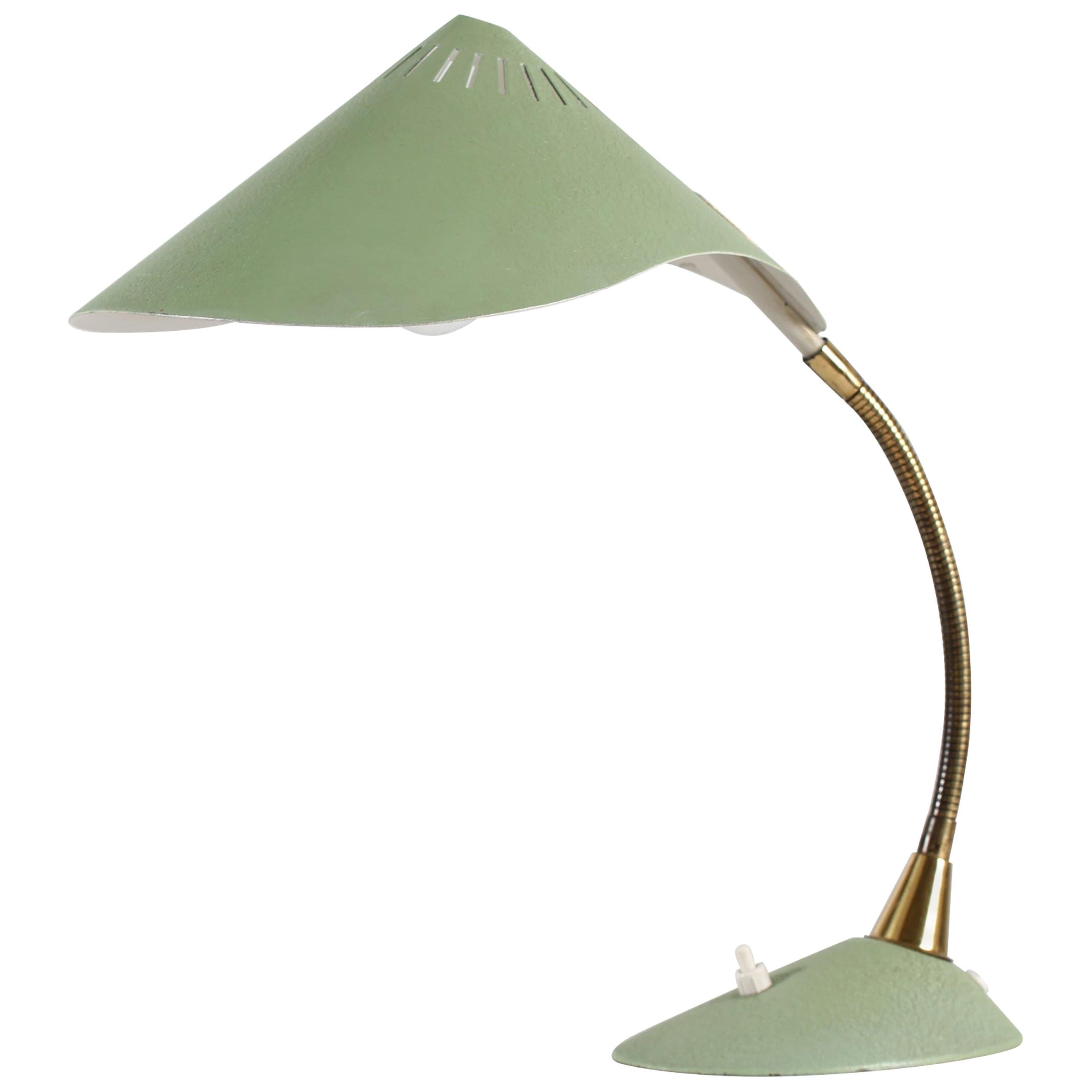 Stilnovo Style Cosack Leuchten Cobra Desk Lamp with Green Lacquer, Germany 1950s