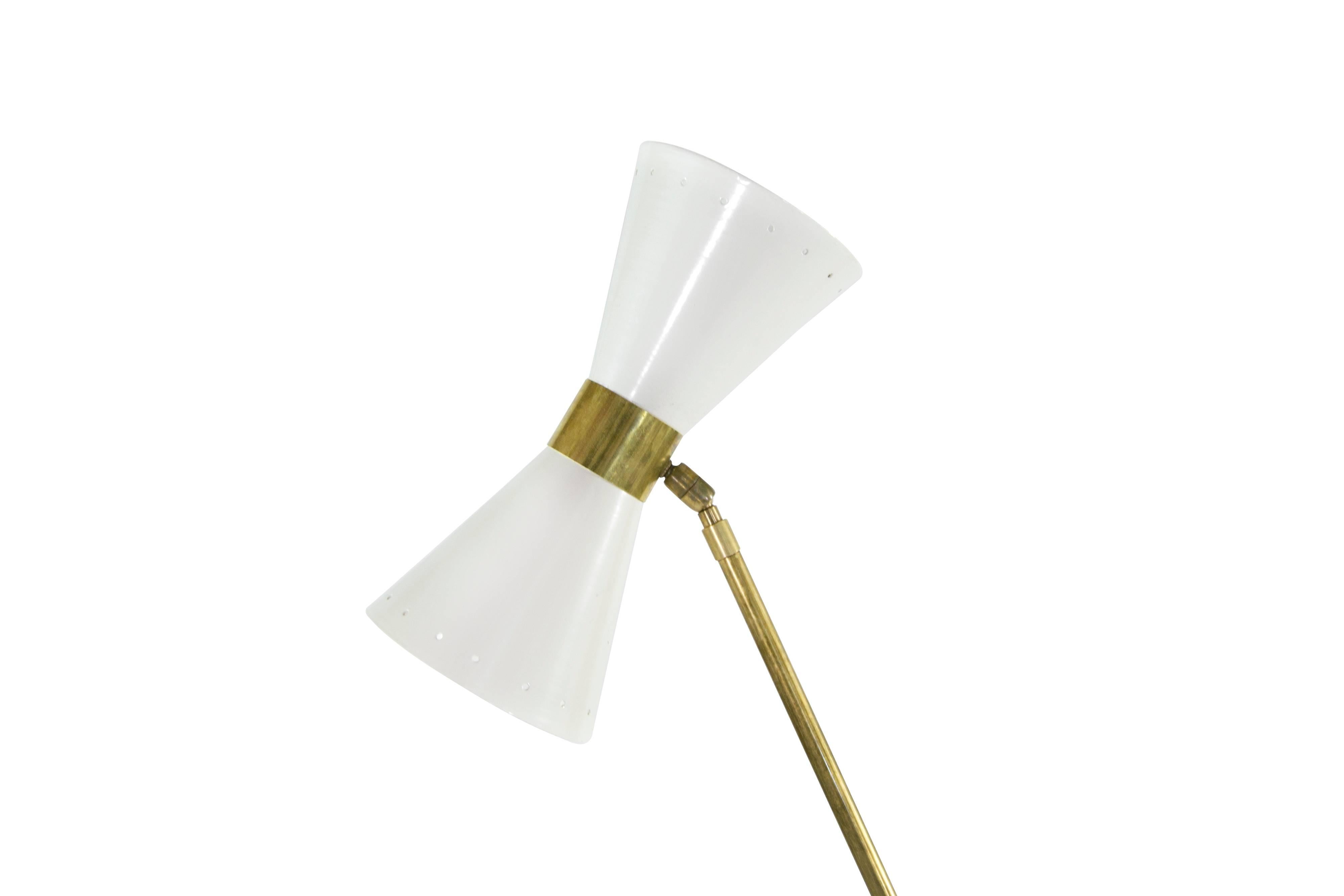Mid-Century Modern Stilnovo Style Counterweight Brass Floor Lamps