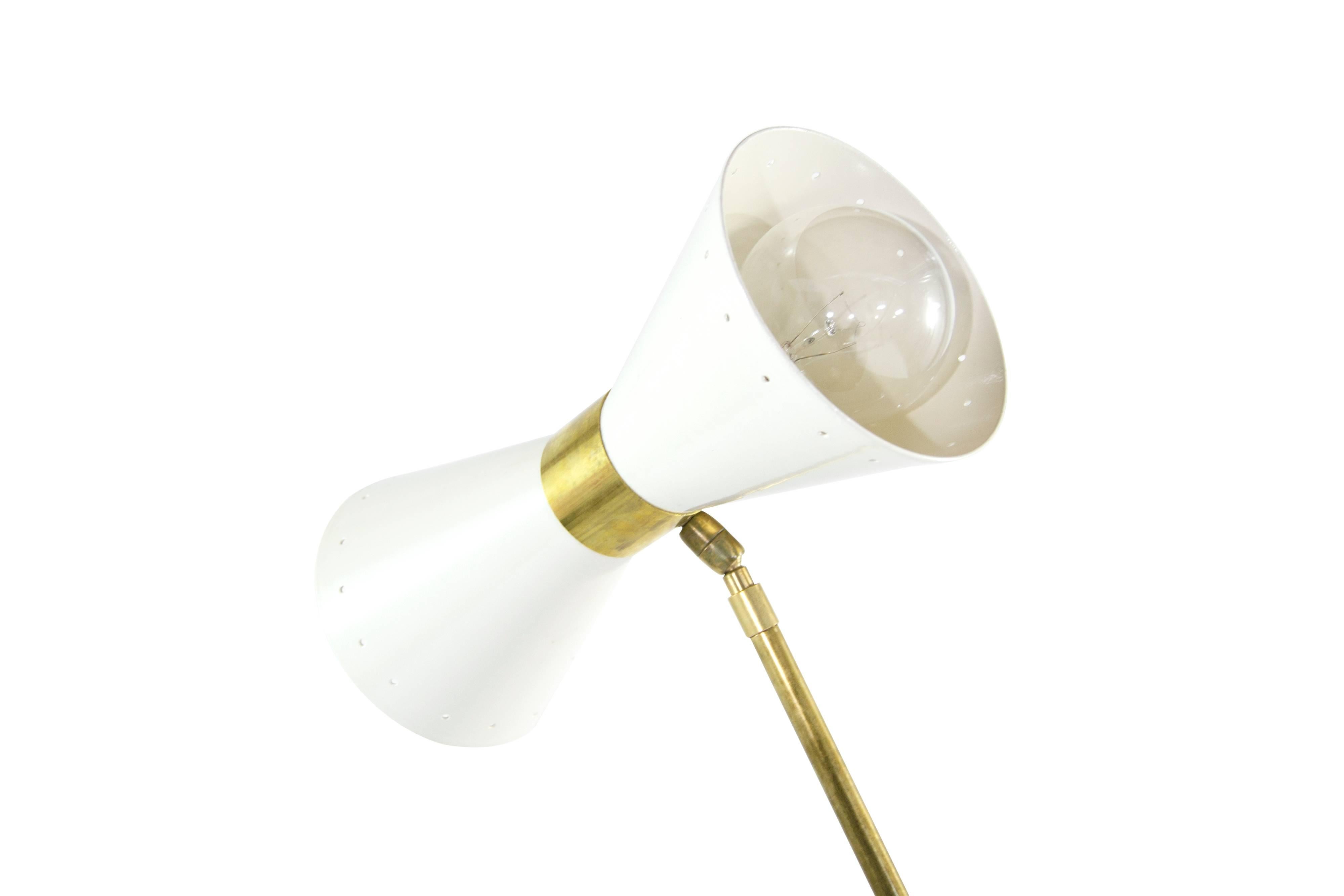 Italian Stilnovo Style Counterweight Brass Floor Lamps