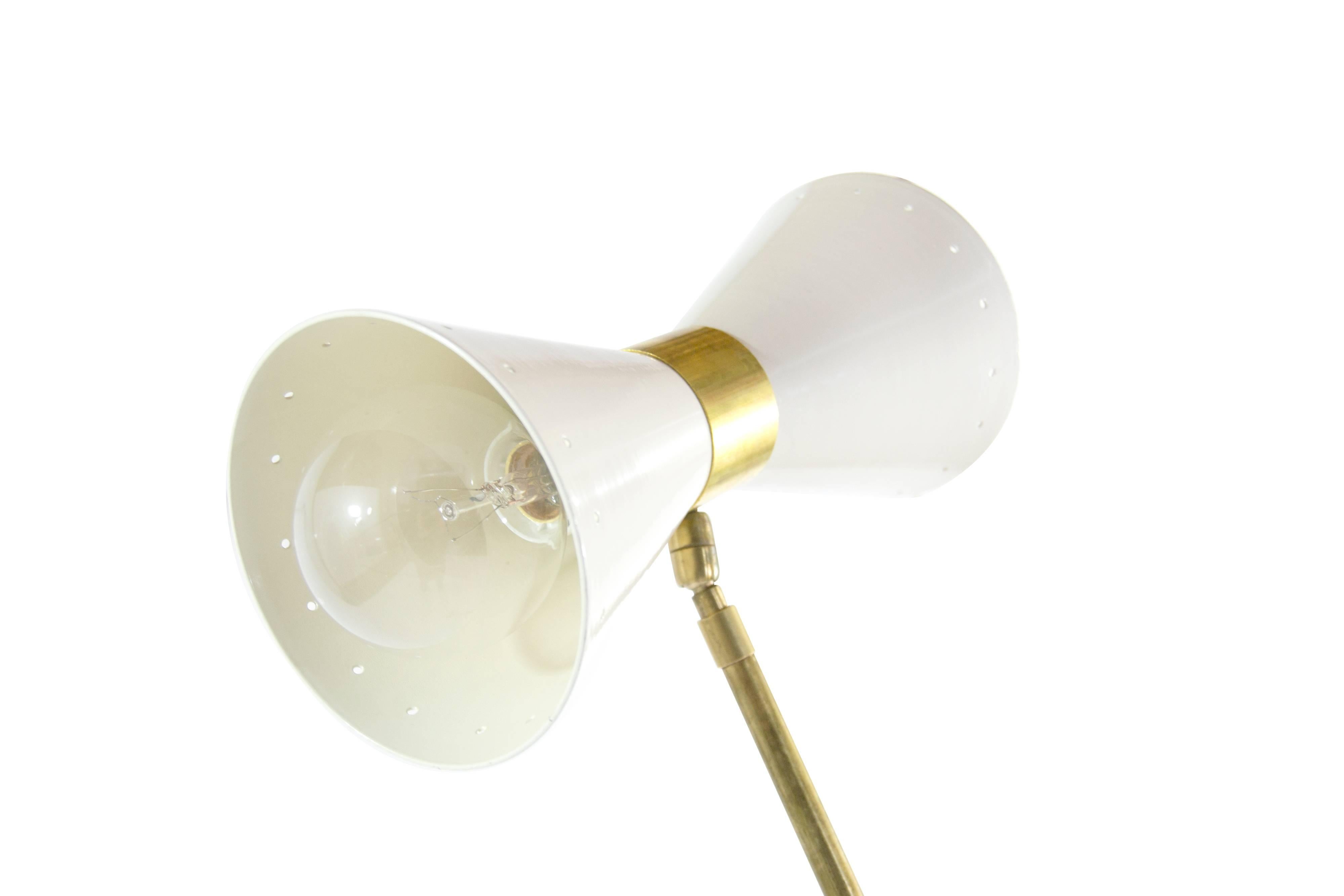 Stilnovo Style Counterweight Brass Floor Lamps In Excellent Condition In Westport, CT