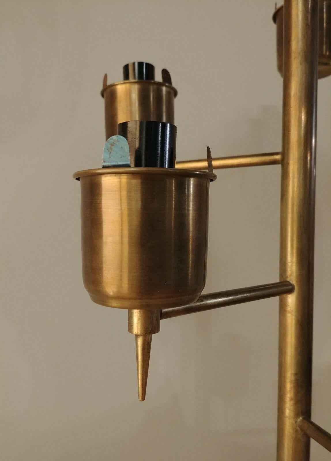 Stilnovo Style Italian Brass Floor Lamp with Six Lights and Marble Base, 1960s 7