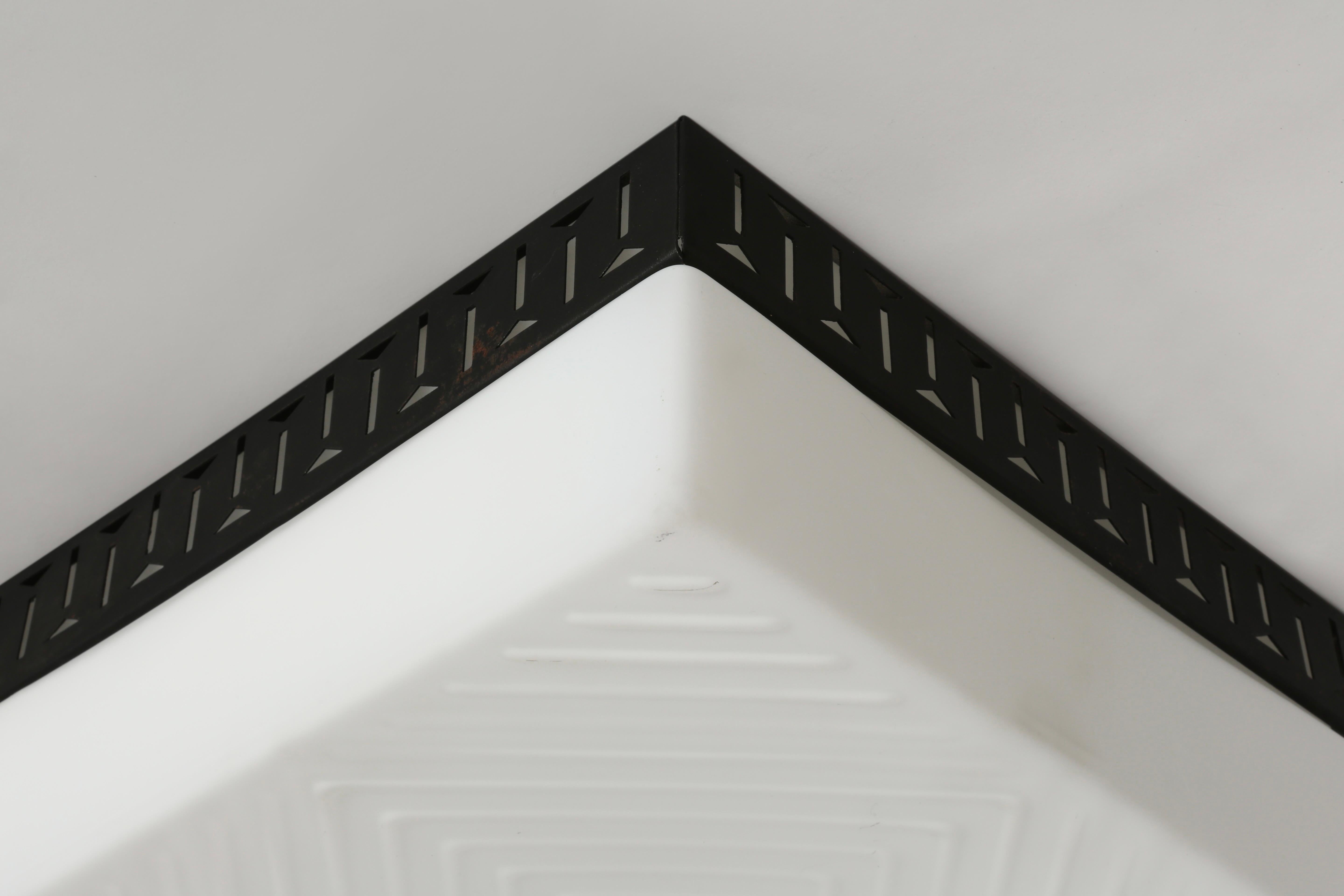 Metal Stilnovo style Italian ceiling lights, set of 2 For Sale