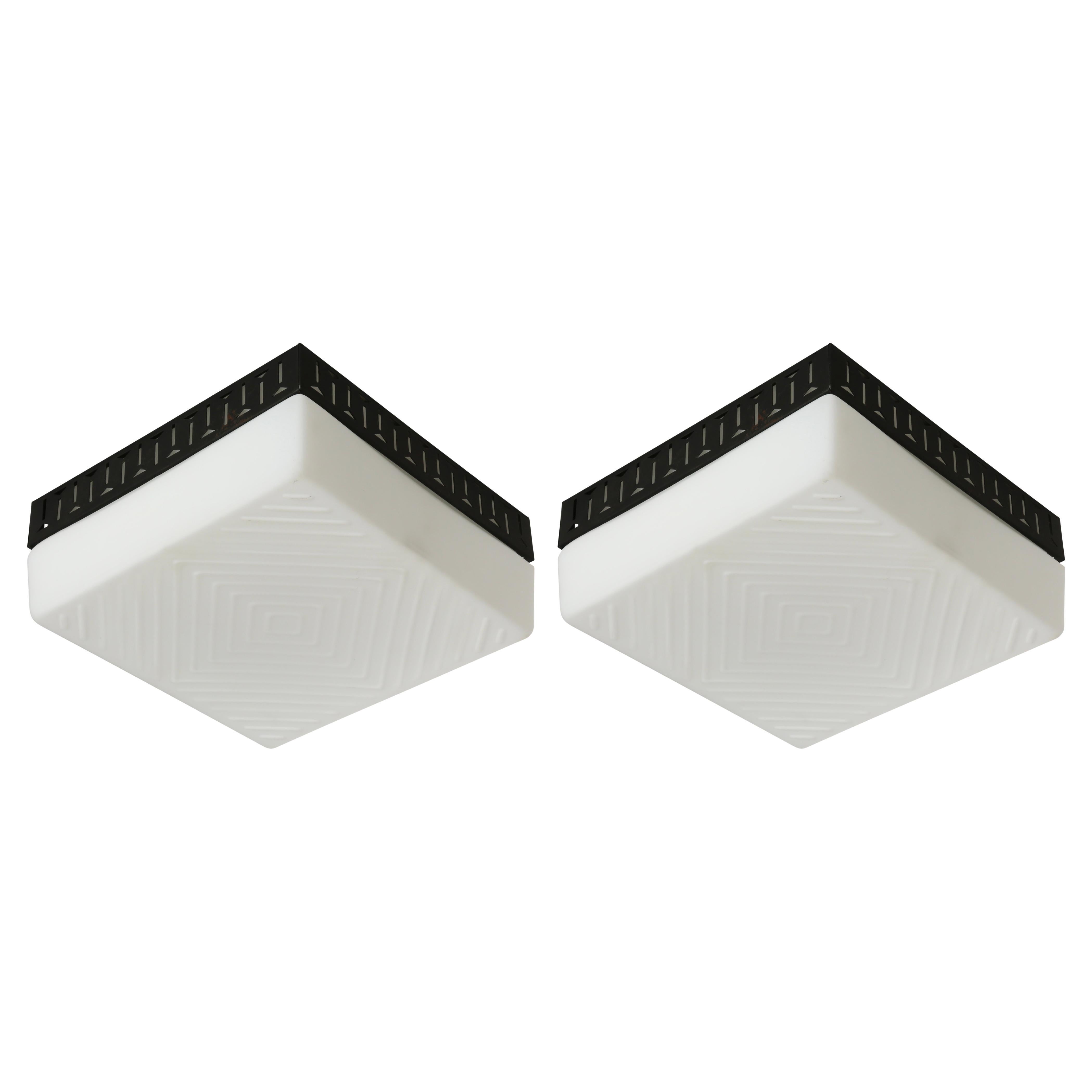 Stilnovo style Italian flush mount ceiling lights, set of 2 en vente