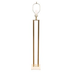 Stilnovo Style Italian Mid-Century Modern Brass and Marble Floor Lamp
