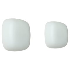 Applique in vetro opalino italiano in stile Stilnovo, set di 2 pezzi