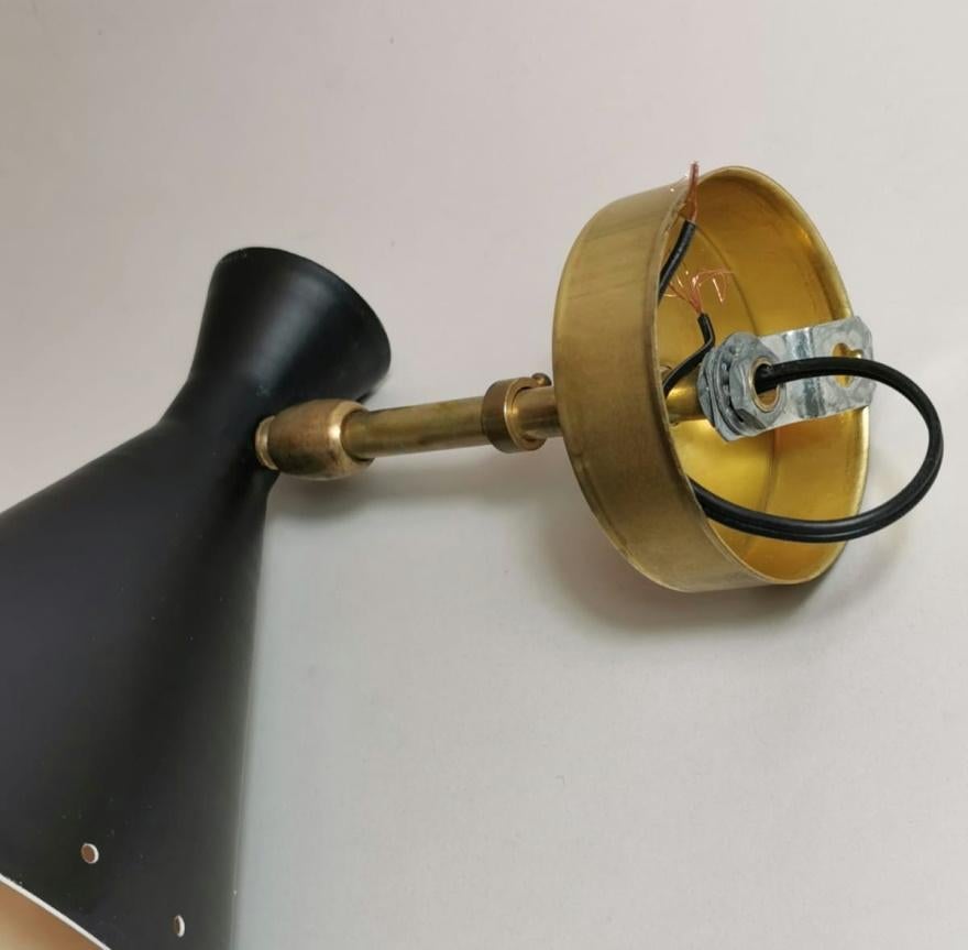 Stilnovo Style Italian Pair of Brass Sconces Diabolo Model, 1960 4