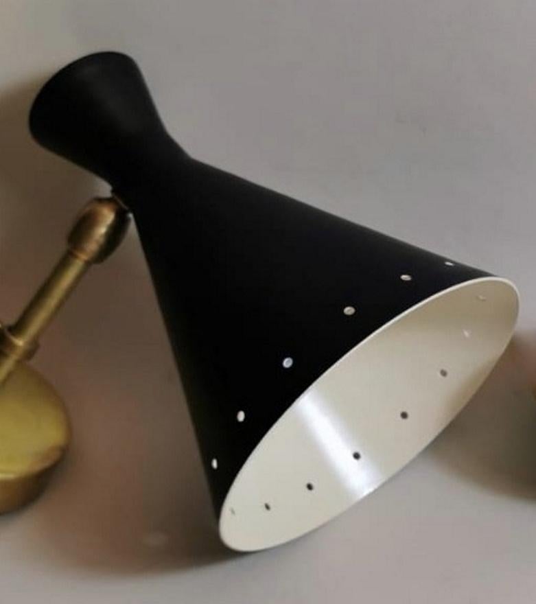 Stilnovo Style Italian Pair of Brass Sconces Diabolo Model, 1960 In Good Condition In Prato, Tuscany