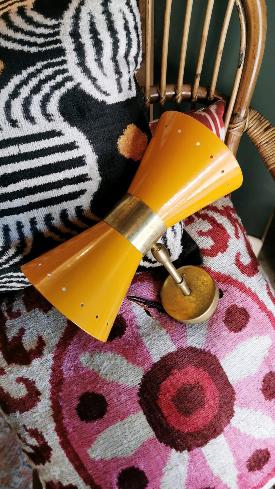 Stilnovo Style Italian Wall Sconce Model Diabolo in Brass and Metal Orange Color 10