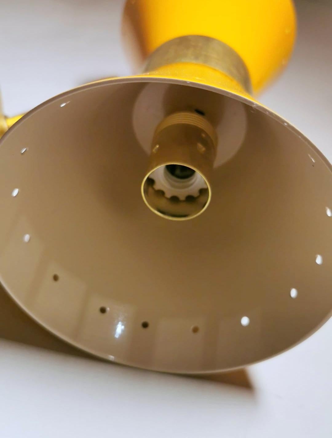Painted Stilnovo Style Italian Wall Sconce Model Diabolo in Brass and Metal Orange Color
