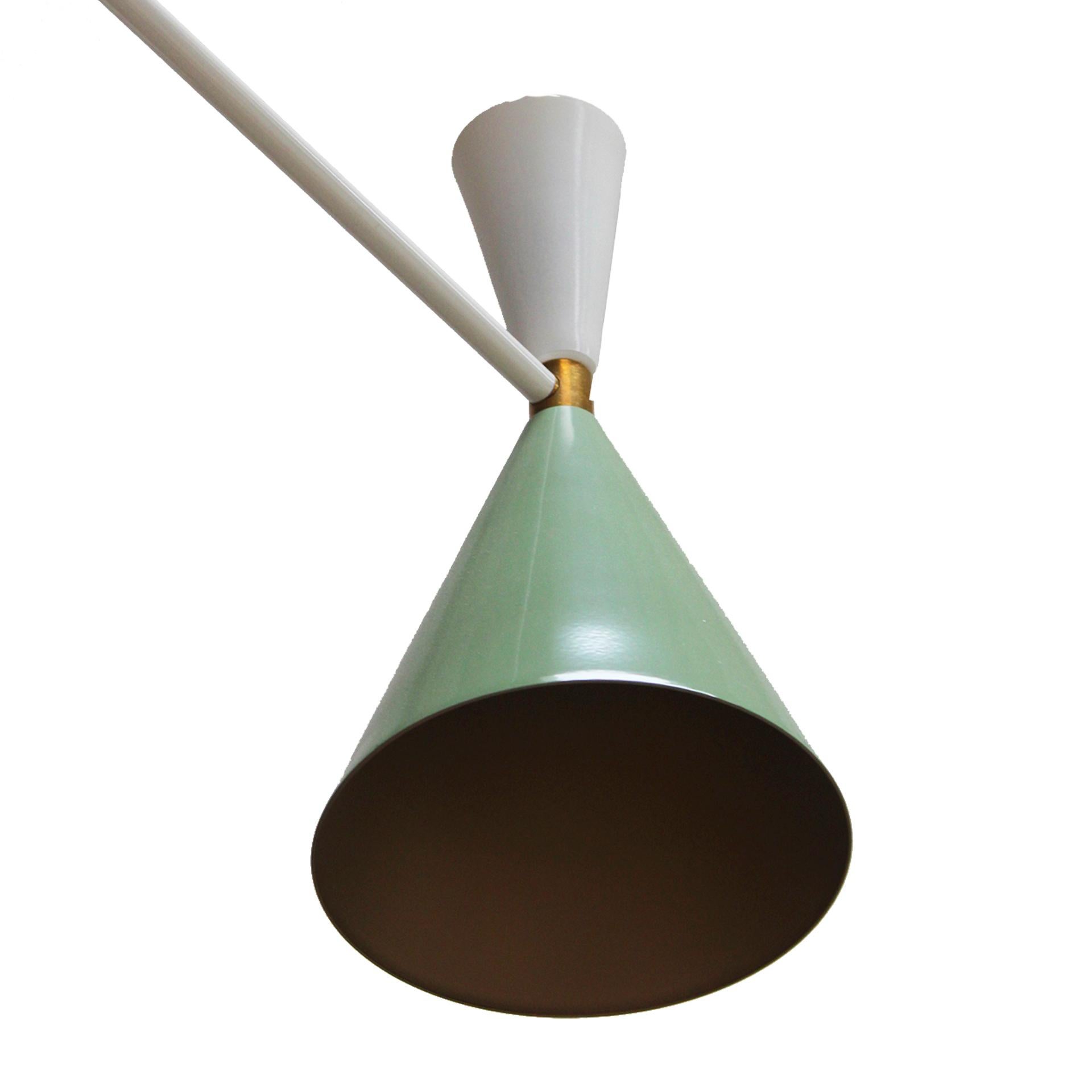 Stilnovo Style White and Green Lacquered Suspension Lamp . Spain, 2022 In Good Condition For Sale In Madrid, ES