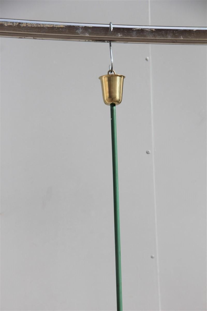 Mid-Century Modern Stilnovo Style Lantern Midcentury Italian Design Gold Green White Glass For Sale