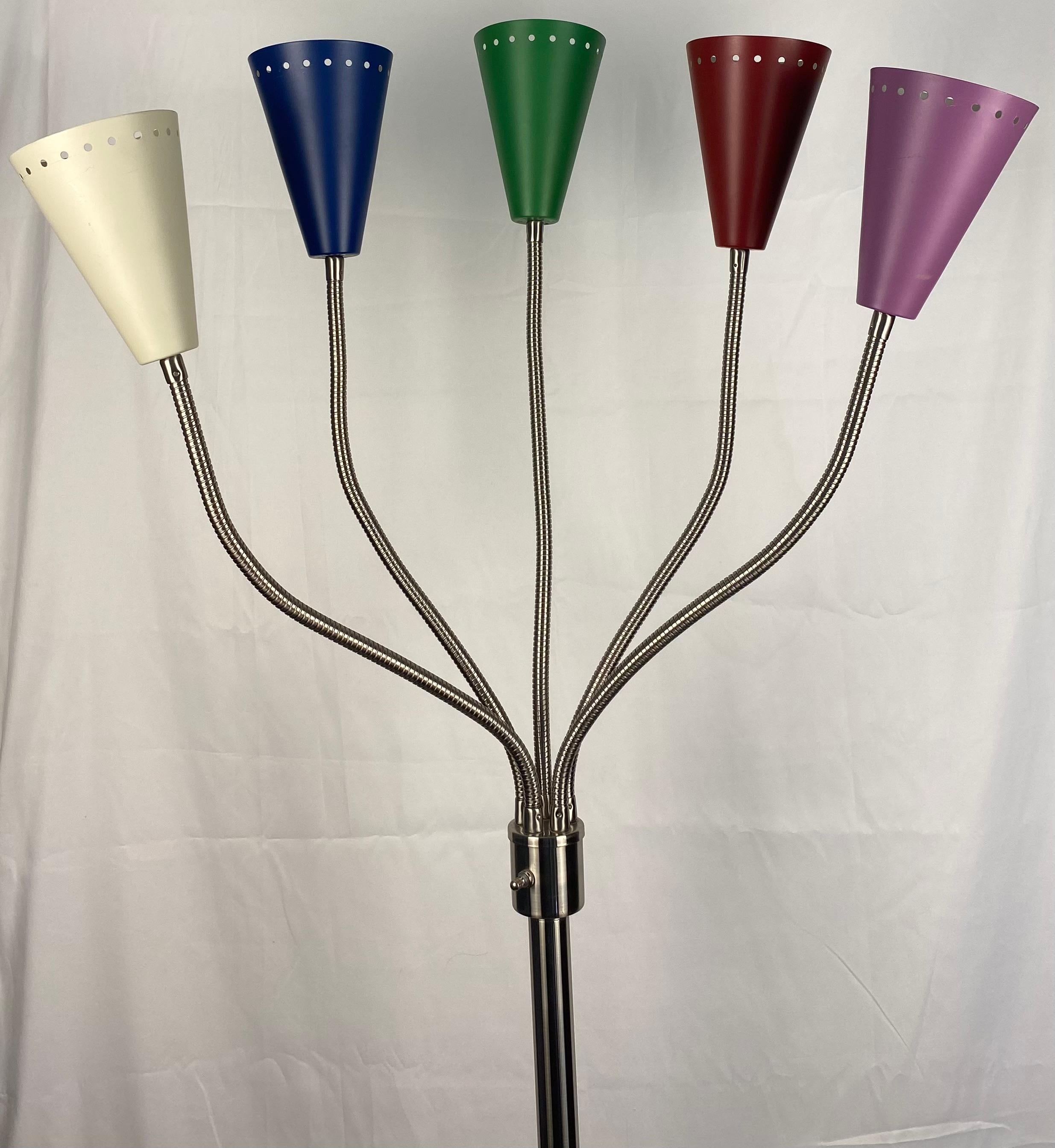 Italian Stilnovo Style Midcentury 5 Arm Floor Lamp For Sale at 1stDibs
