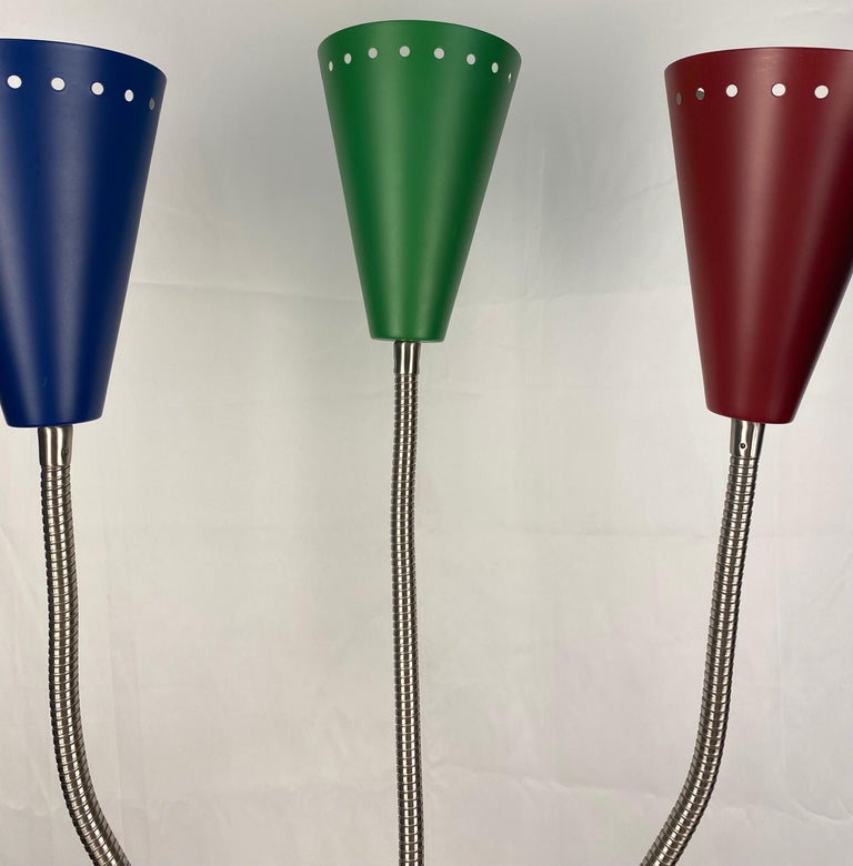 Stilnovo Style Midcentury 5 Arm Floor Lamp with Gooseneck Arms and ...