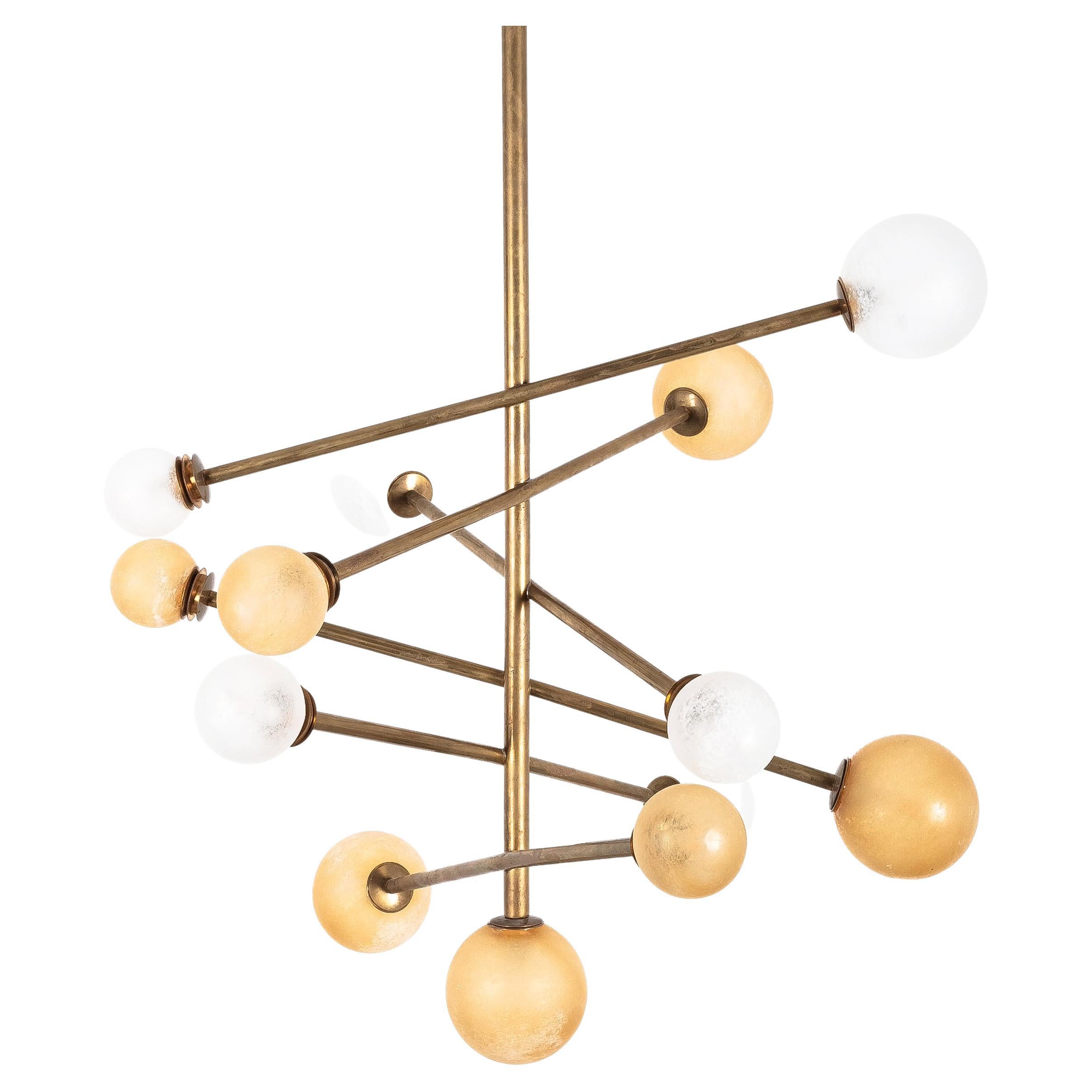 Stilnovo Style Orbit Chandelier Brass, Italy For Sale