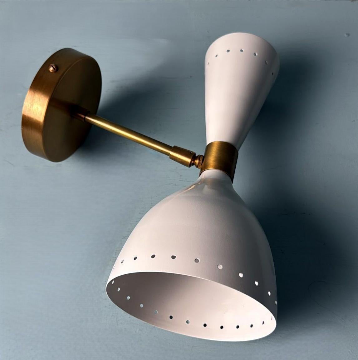 Stilnovo Style  Pair Italian Sconces Painted Metal and Brass 