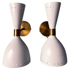Stilnovo Style Pair Italian Sconces Painted Metal and Brass "Model "Diabolo"