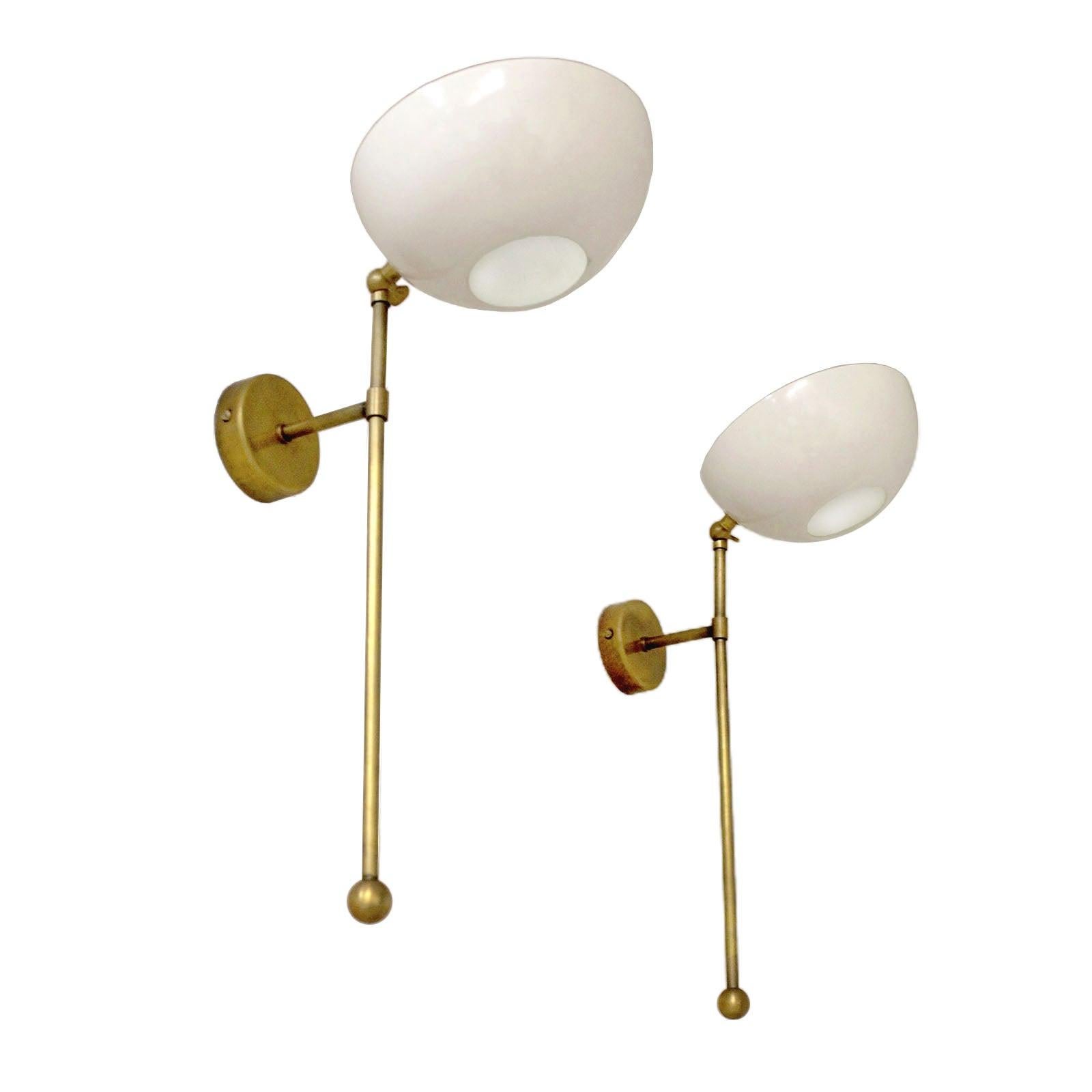 Mid-Century Modern Stilnovo Style Pair of Italian Adjustable Wall Lights For Sale