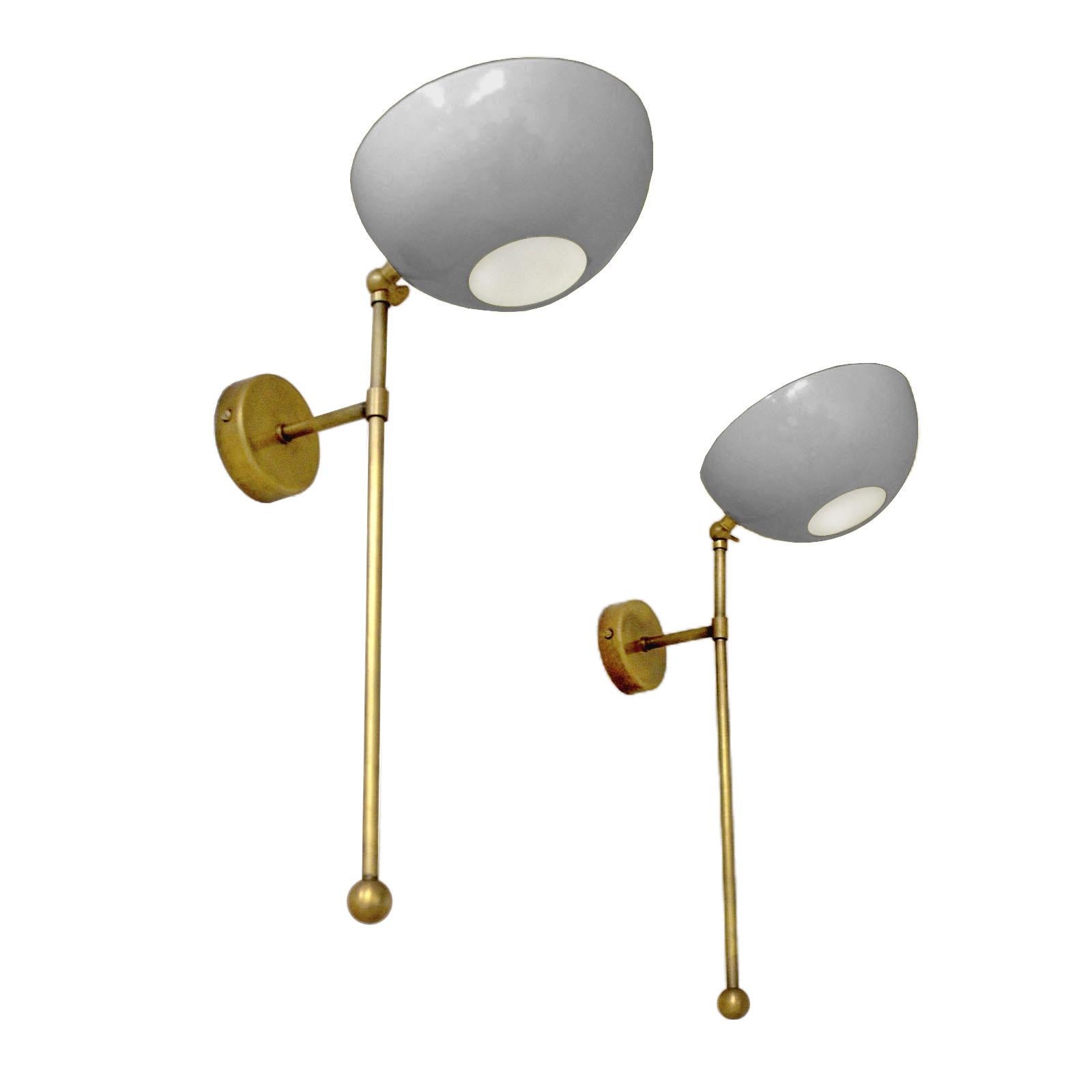 Lacquered Stilnovo Style Pair of Italian Adjustable Wall Lights For Sale