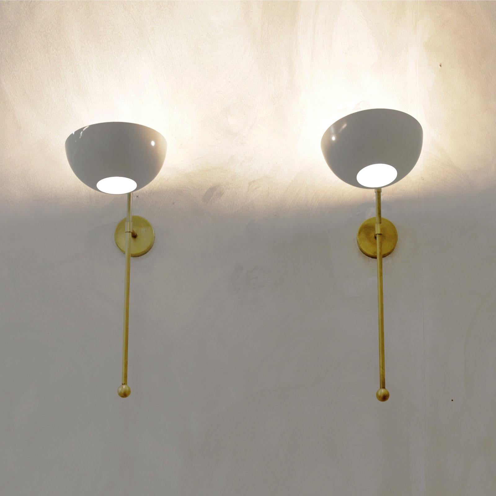 Contemporary Stilnovo Style Pair of Italian Adjustable Wall Lights For Sale