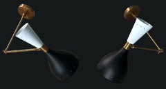 Stilnovo Style Pair Of Italian Brass And Painted Metal Wall Sconces