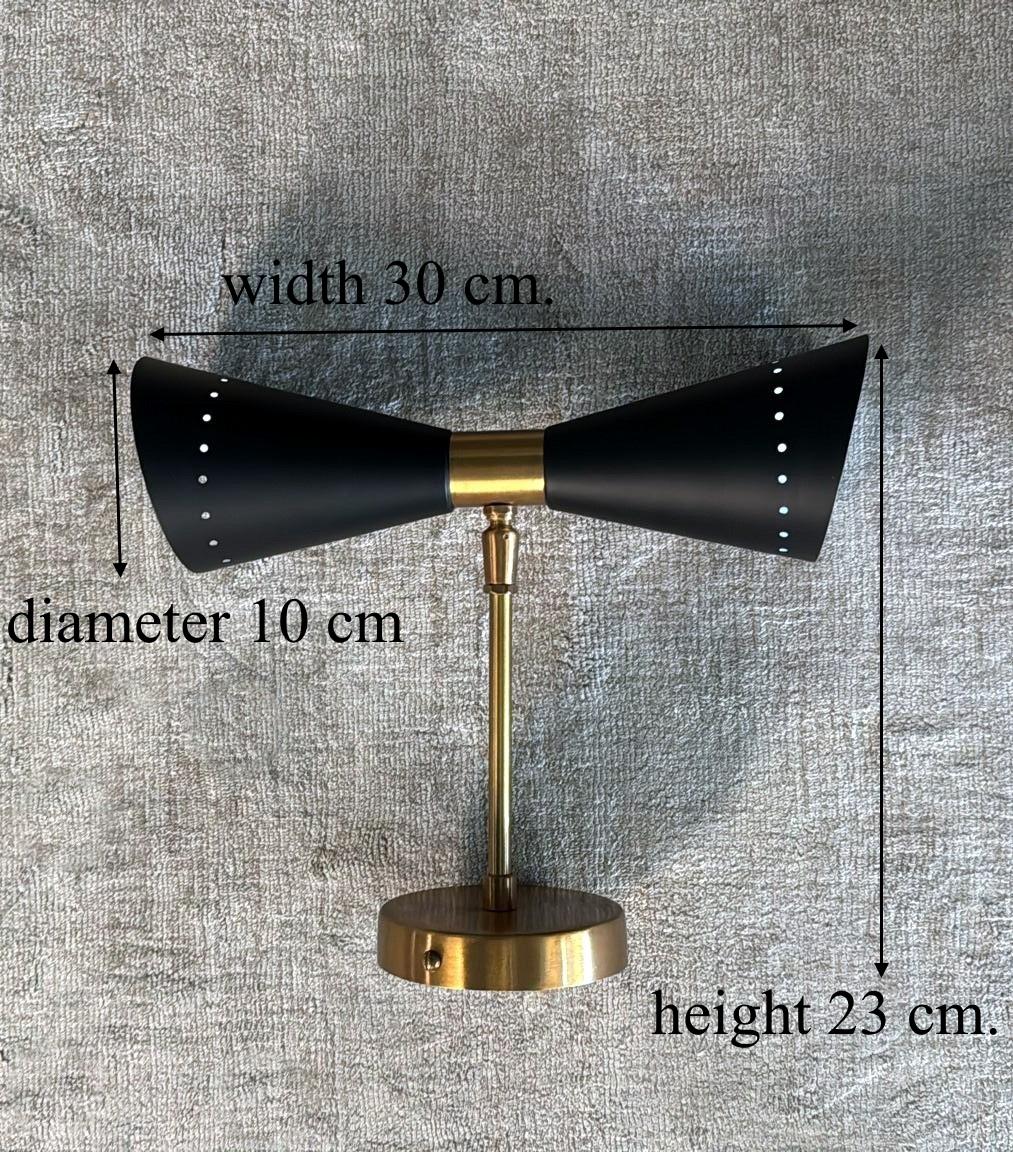 Stilnovo Style Pair Of Italian Wall Lights In Lacquered Metal And Brass For Sale 14