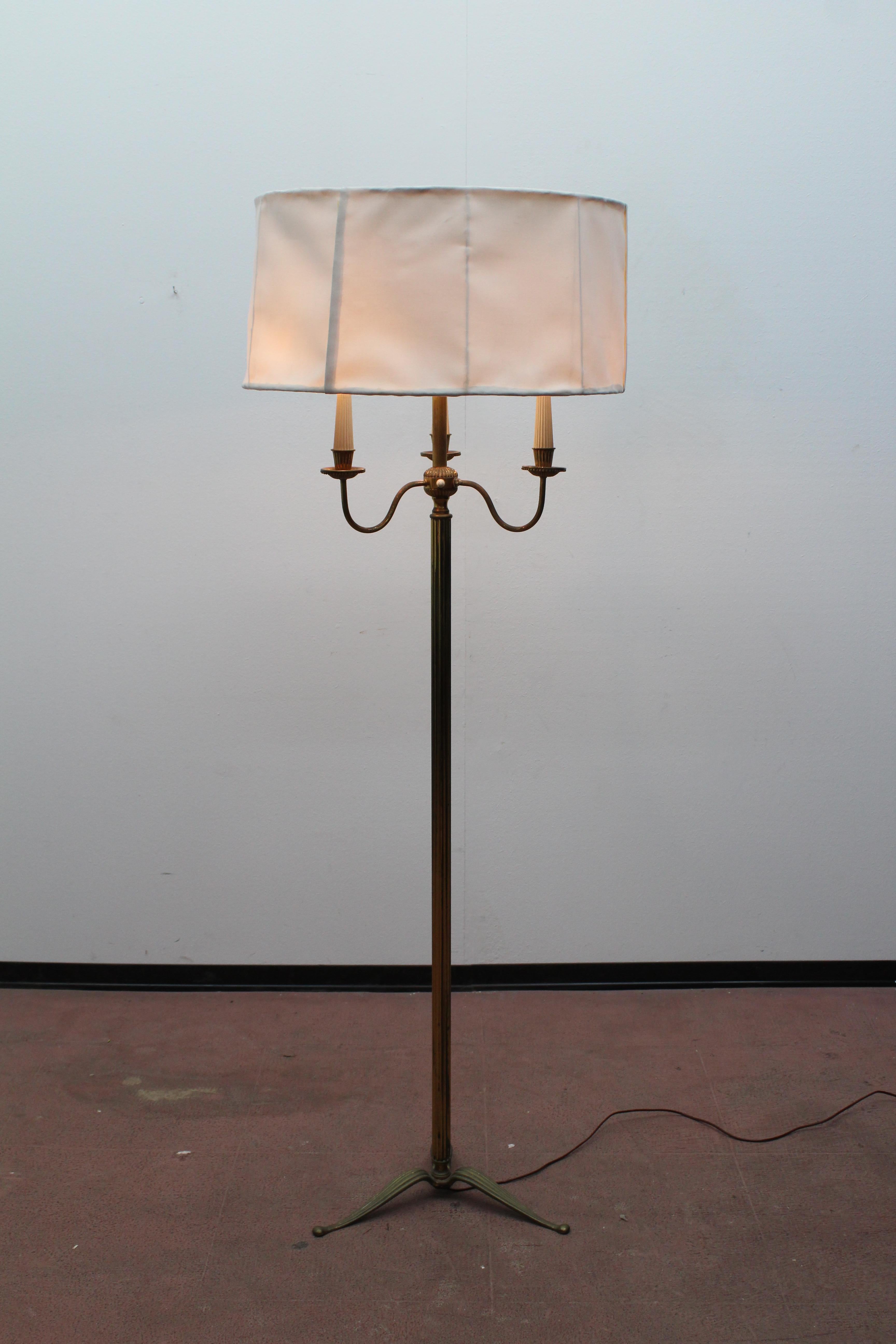 Midcentury Brass Floor Lamp Stilnovo Style Production Italy 1950s  6