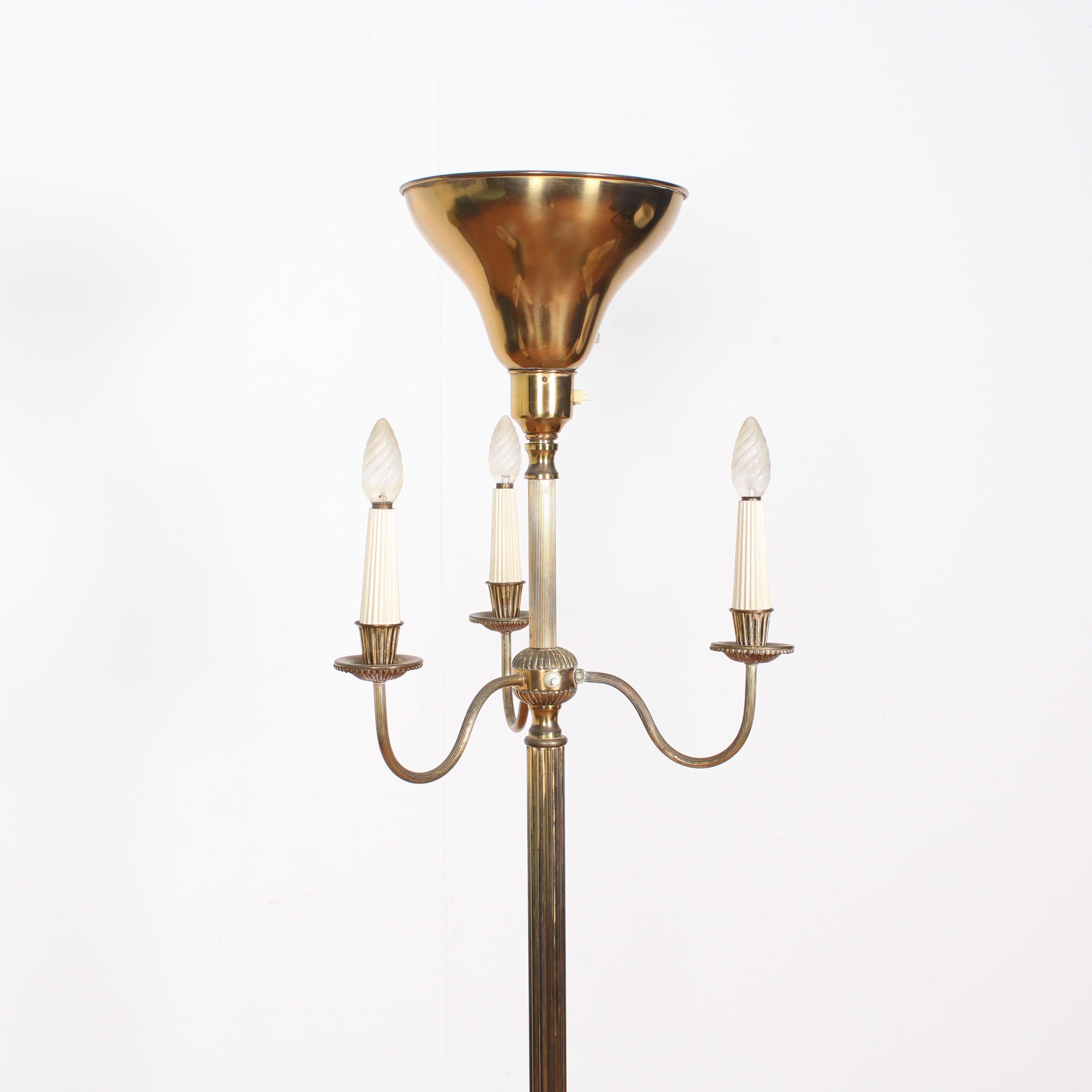 Mid-20th Century Midcentury Brass Floor Lamp Stilnovo Style Production Italy 1950s 