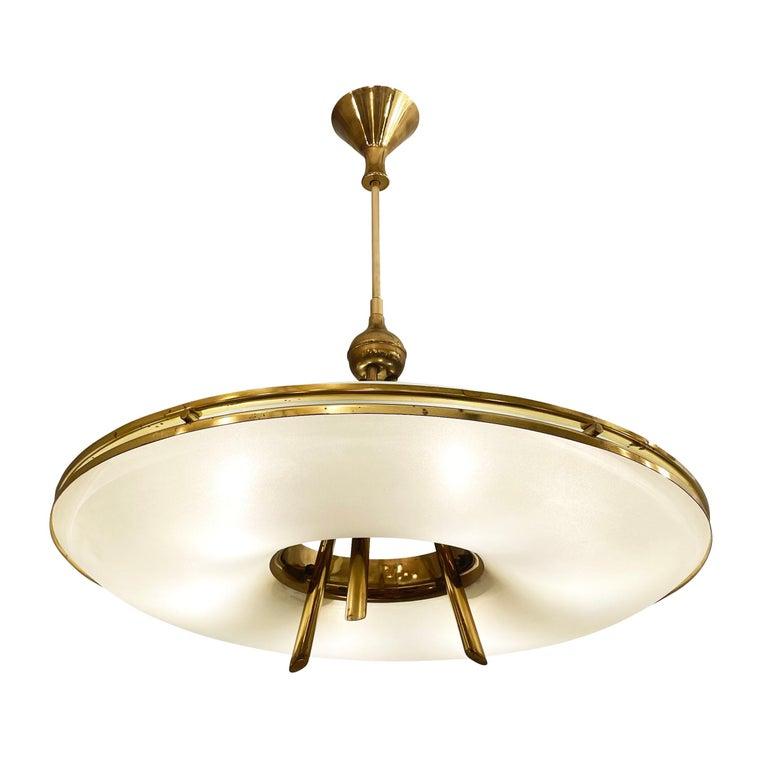 Mid-Century Modern Stilnovo Style Saucer Chandelier, Italy, 1960s