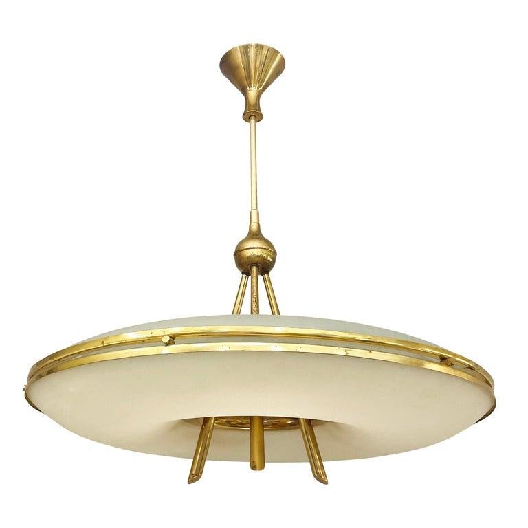 Stilnovo Style Saucer Chandelier, Italy, 1960s In Good Condition In New York, NY