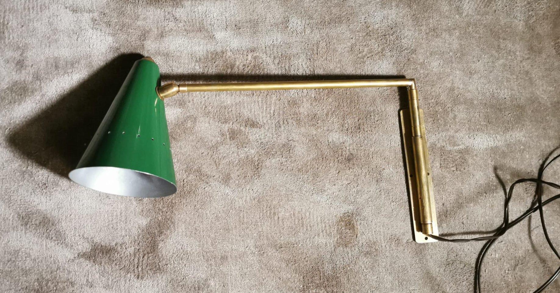 Stilnovo-Wandleuchte, Space Age, Italienisches Vintage-Messing (Gemalt)