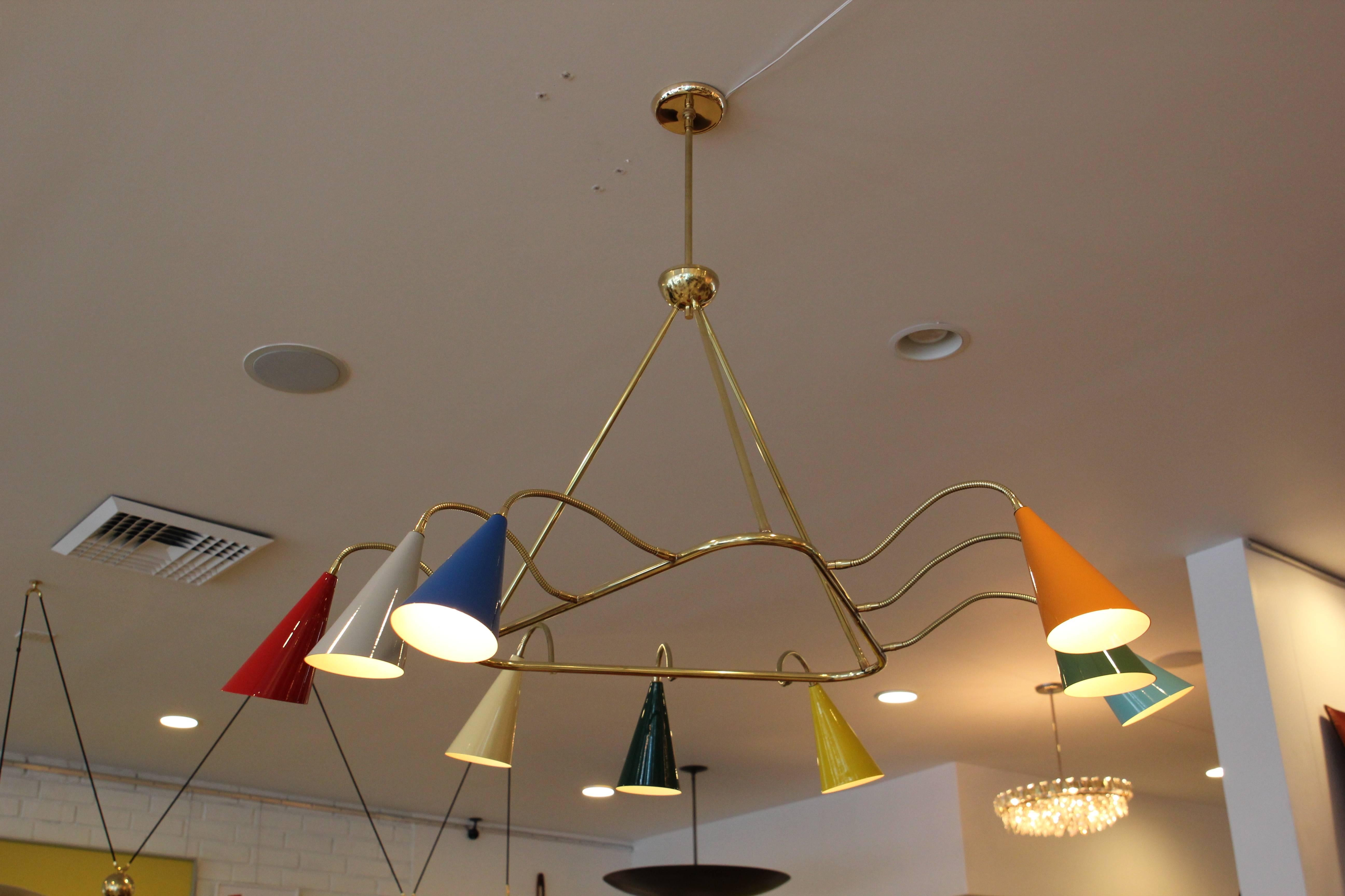 Brass Stilnovo Style Triangular Pendant
