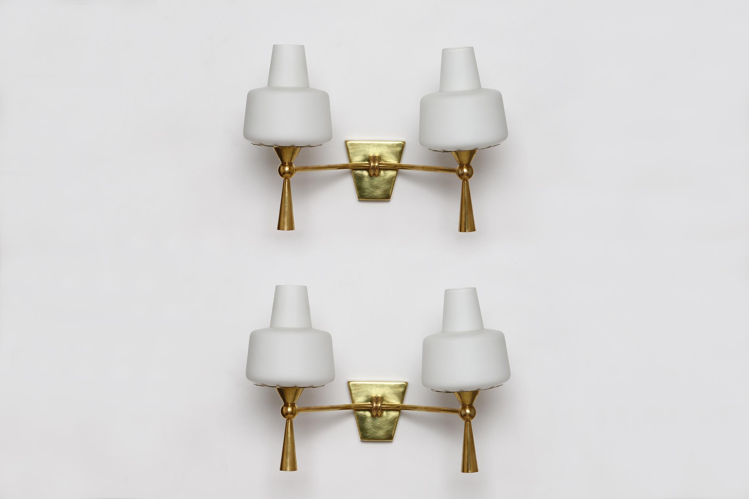 Brass Stilnovo Style Wall Lamps For Sale