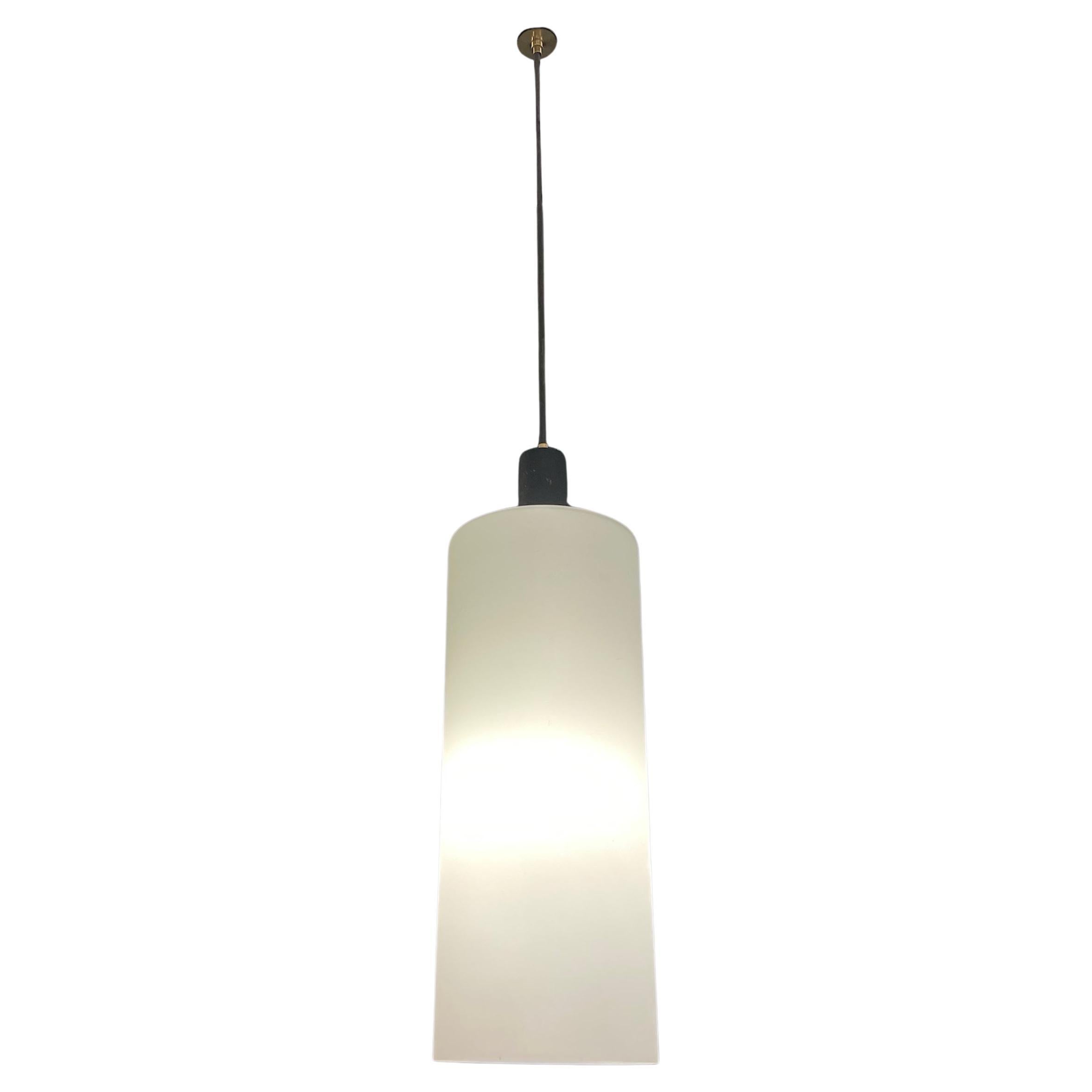 Stilnovo Suspended Opaline Glass Tube, 1950s