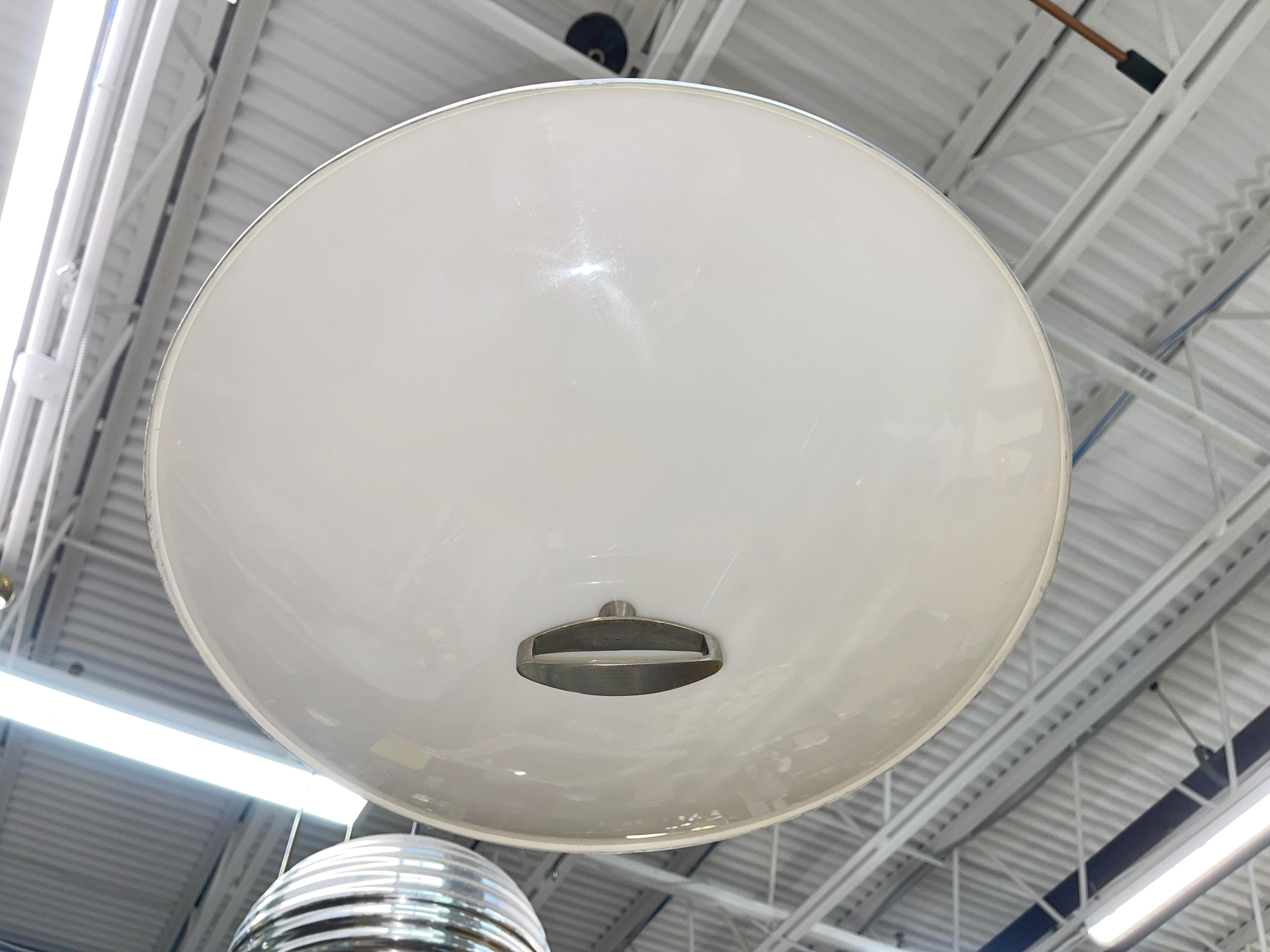 Aluminum Stilnovo Height Adjustable UFO Suspension Pendant 'Sgned' For Sale