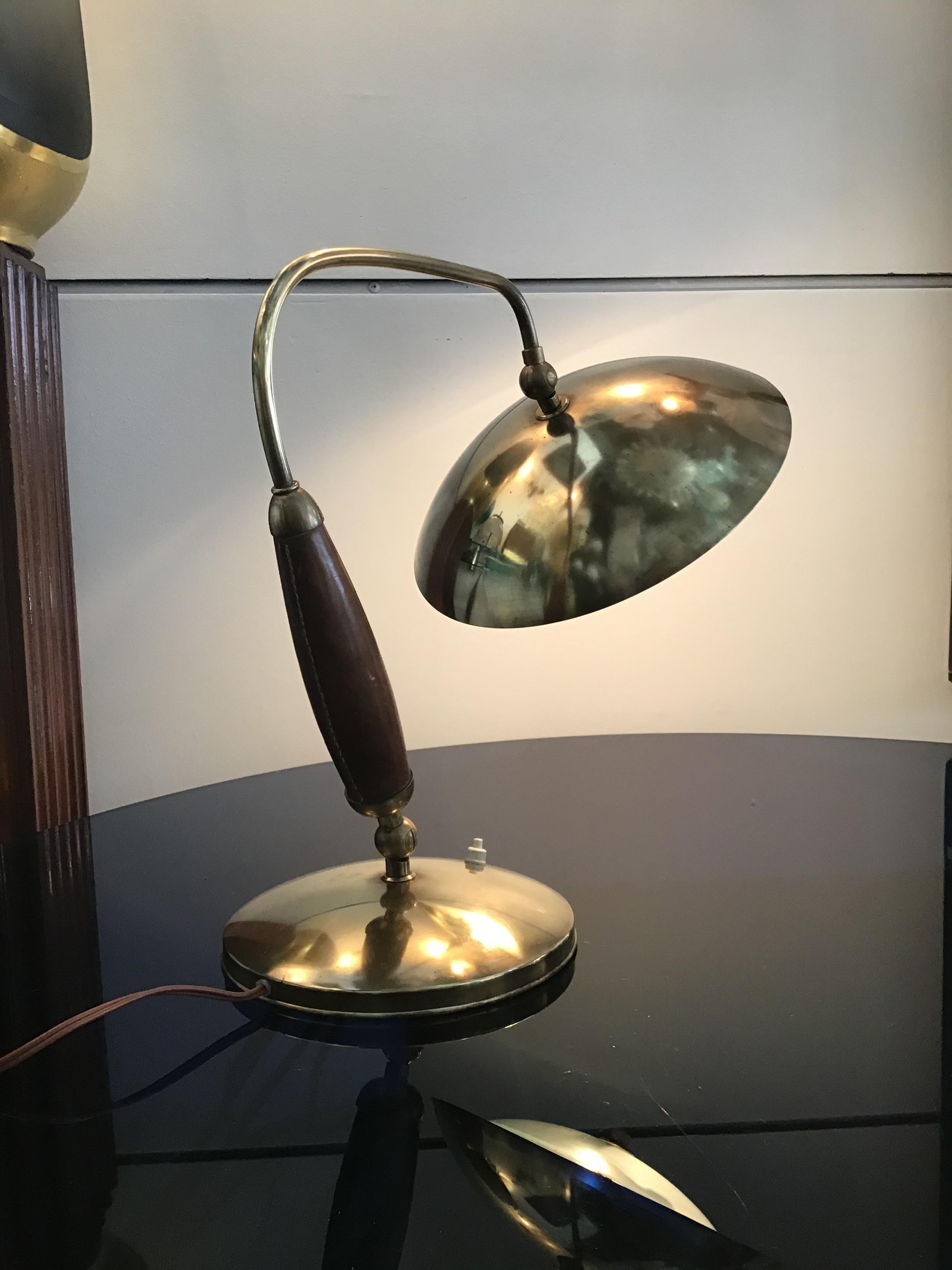 Stilnovo Table Lamp Adjustable Brass Glass Skin 1950 Italy 4
