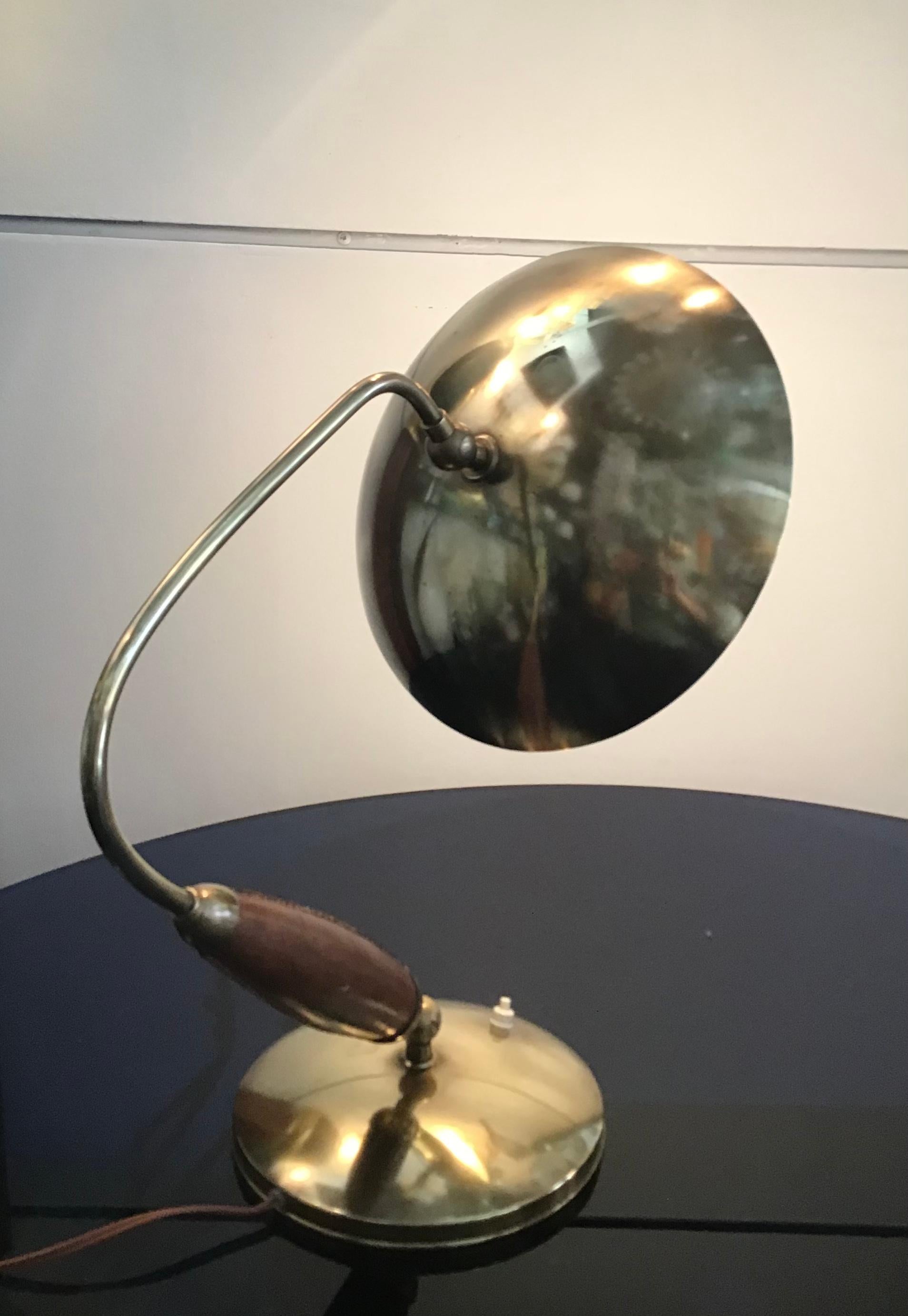 Stilnovo Table Lamp Adjustable Brass Glass Skin 1950 Italy 7
