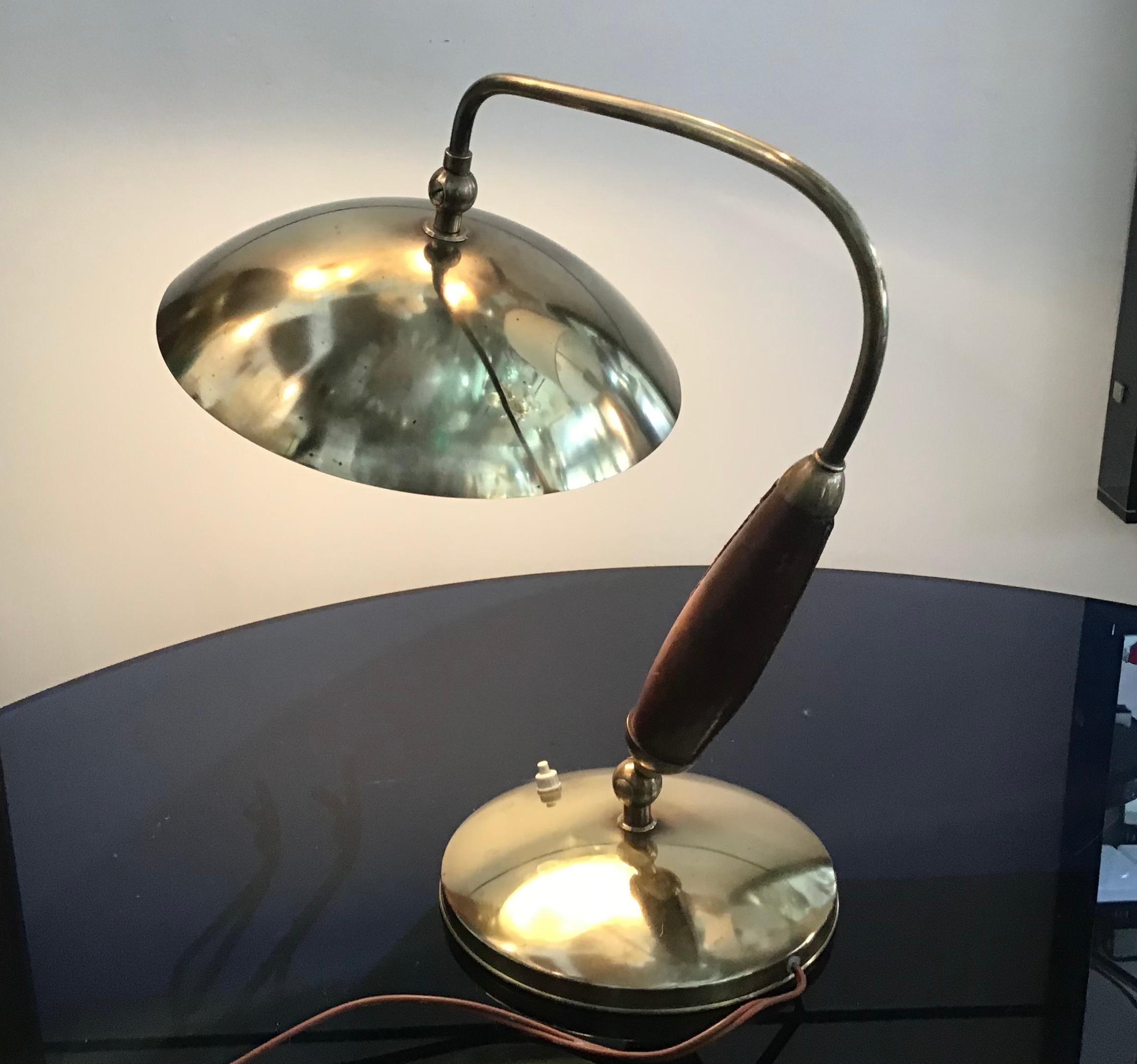 Stilnovo Table Lamp Adjustable Brass Glass Skin 1950 Italy 8