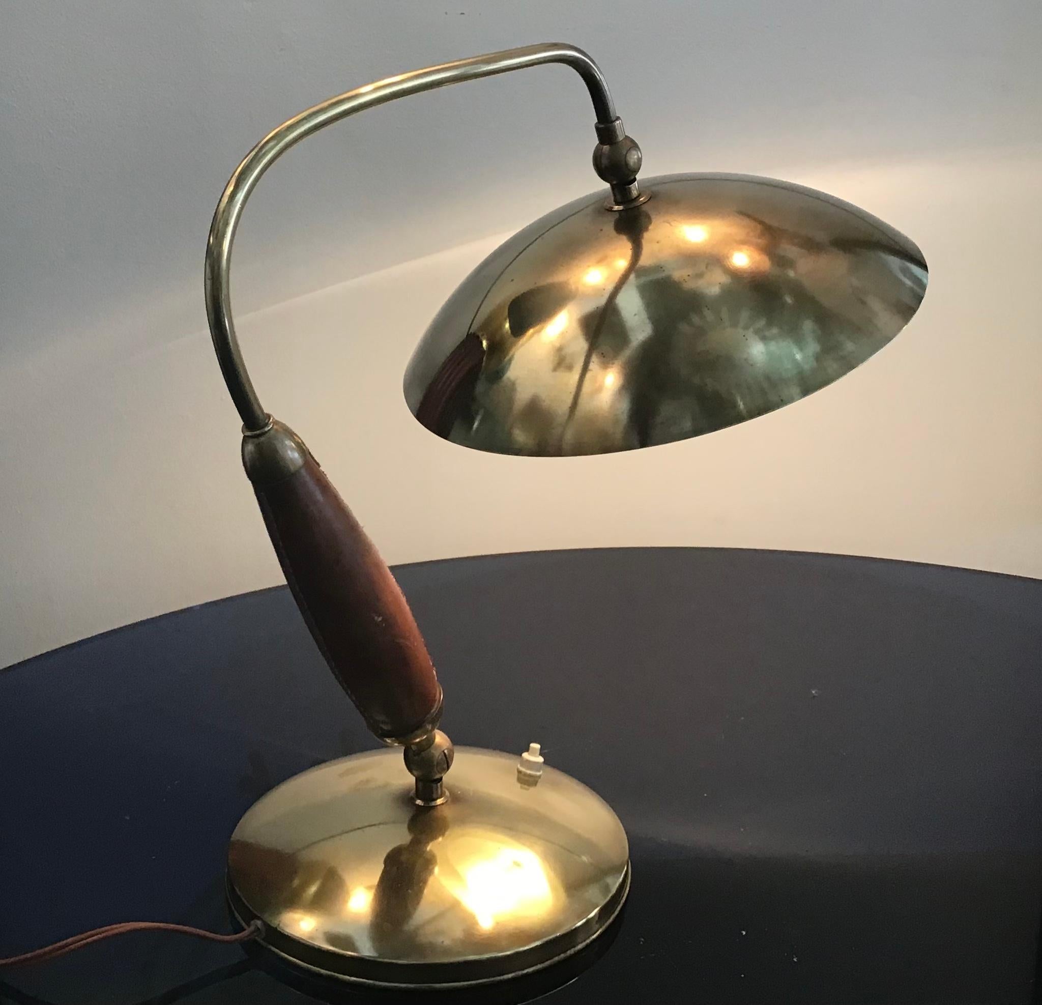 Stilnovo Table Lamp Adjustable Brass Glass Skin 1950 Italy 9