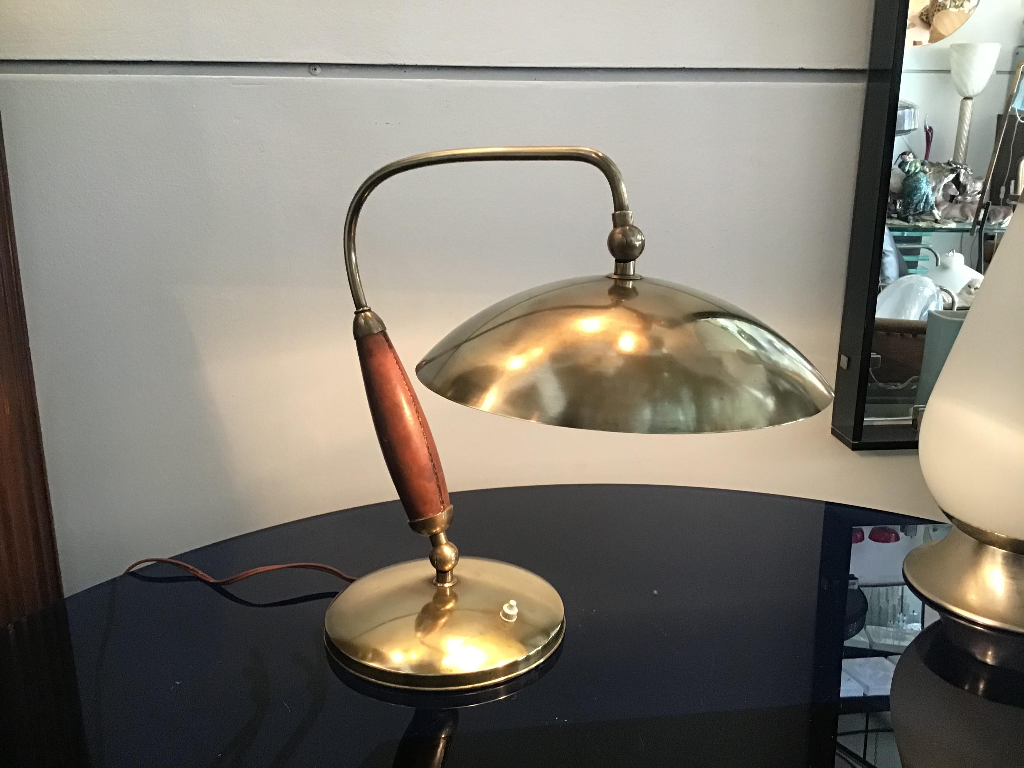 Stilnovo Table Lamp Adjustable Brass Glass Skin 1950 Italy 2