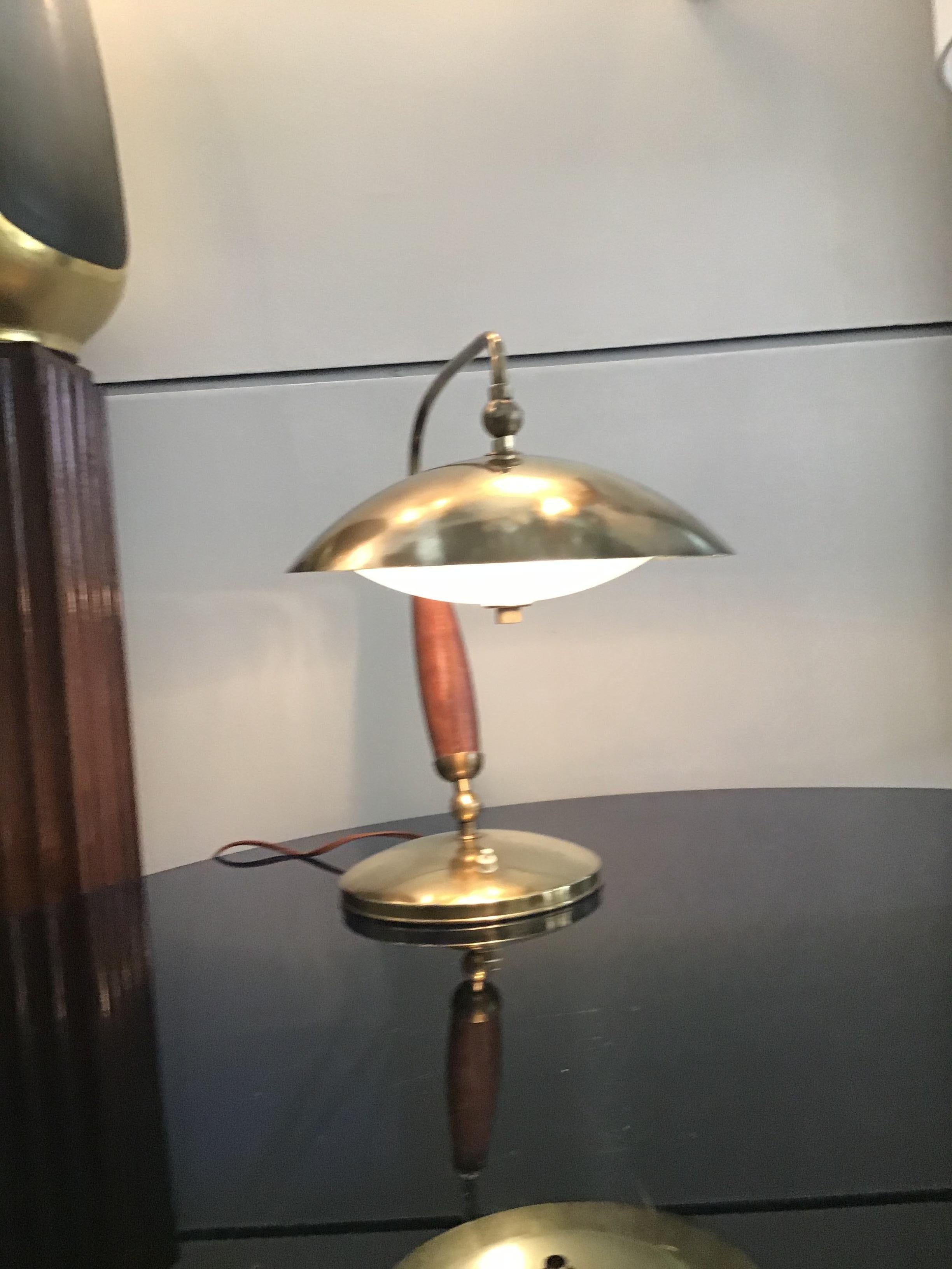 Stilnovo Table Lamp Adjustable Brass Glass Skin 1950 Italy 3