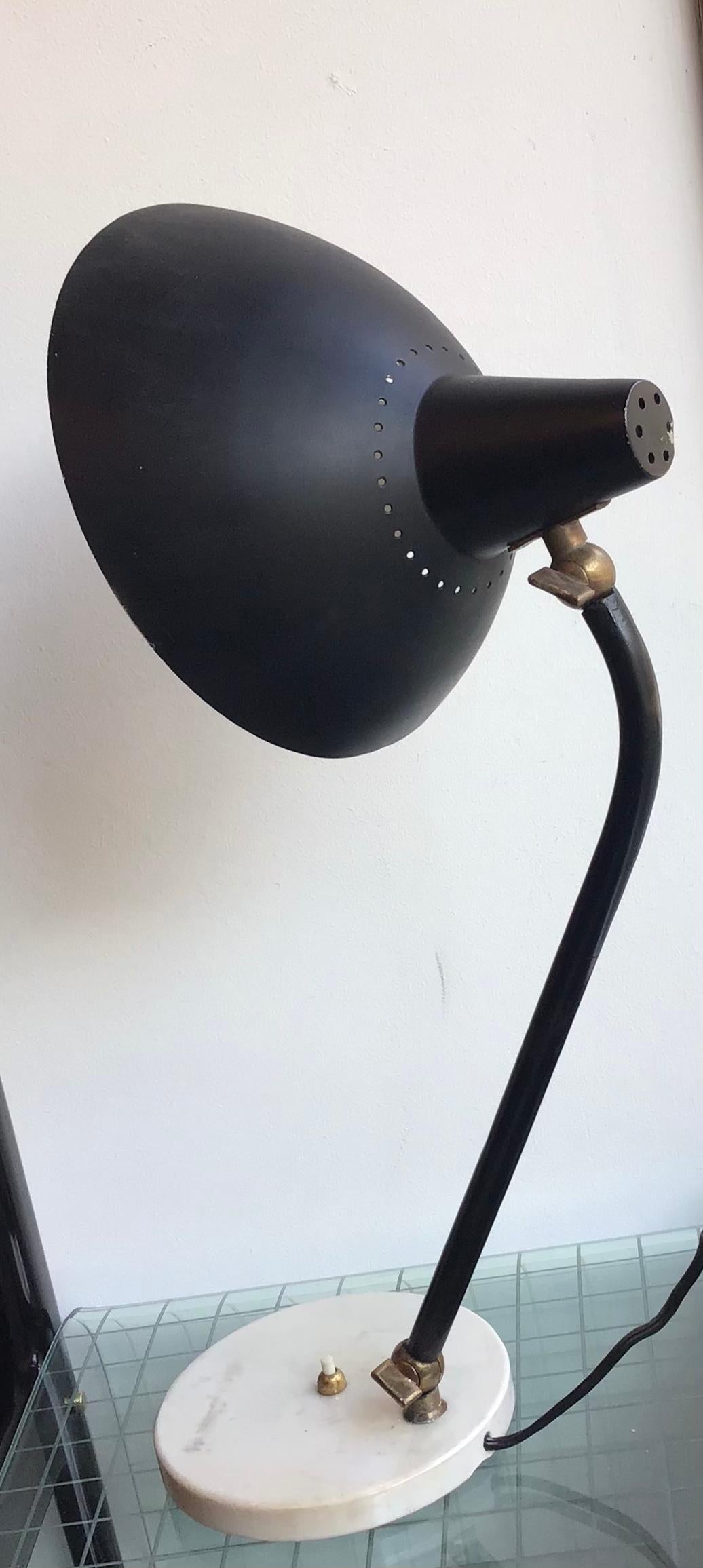 Stilnovo Table Lamp Adjustable Brass Metal Marbre 1950 Italy For Sale 5